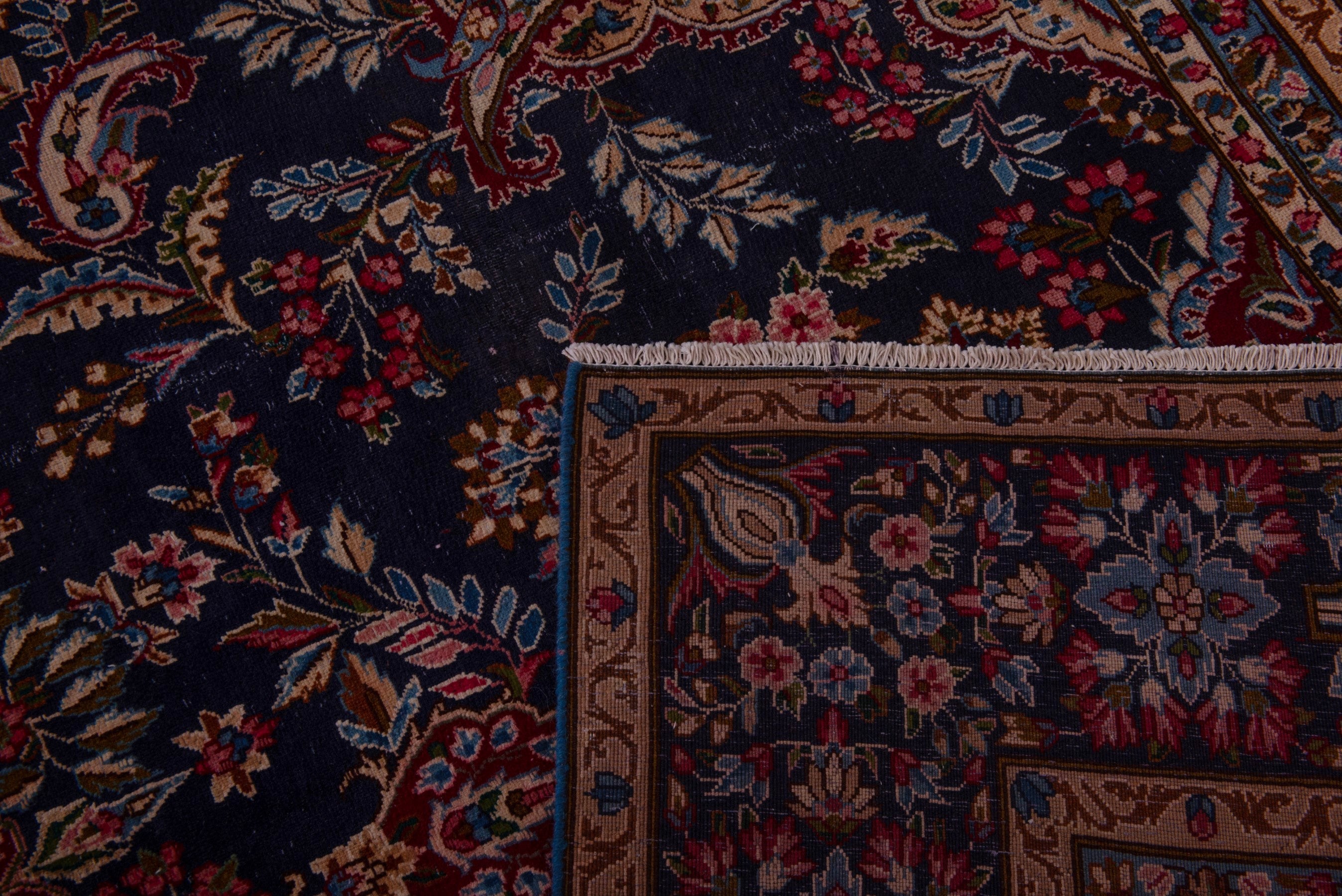 Persian Kerman oversized rug in navy and burgundy, view 22 of 22