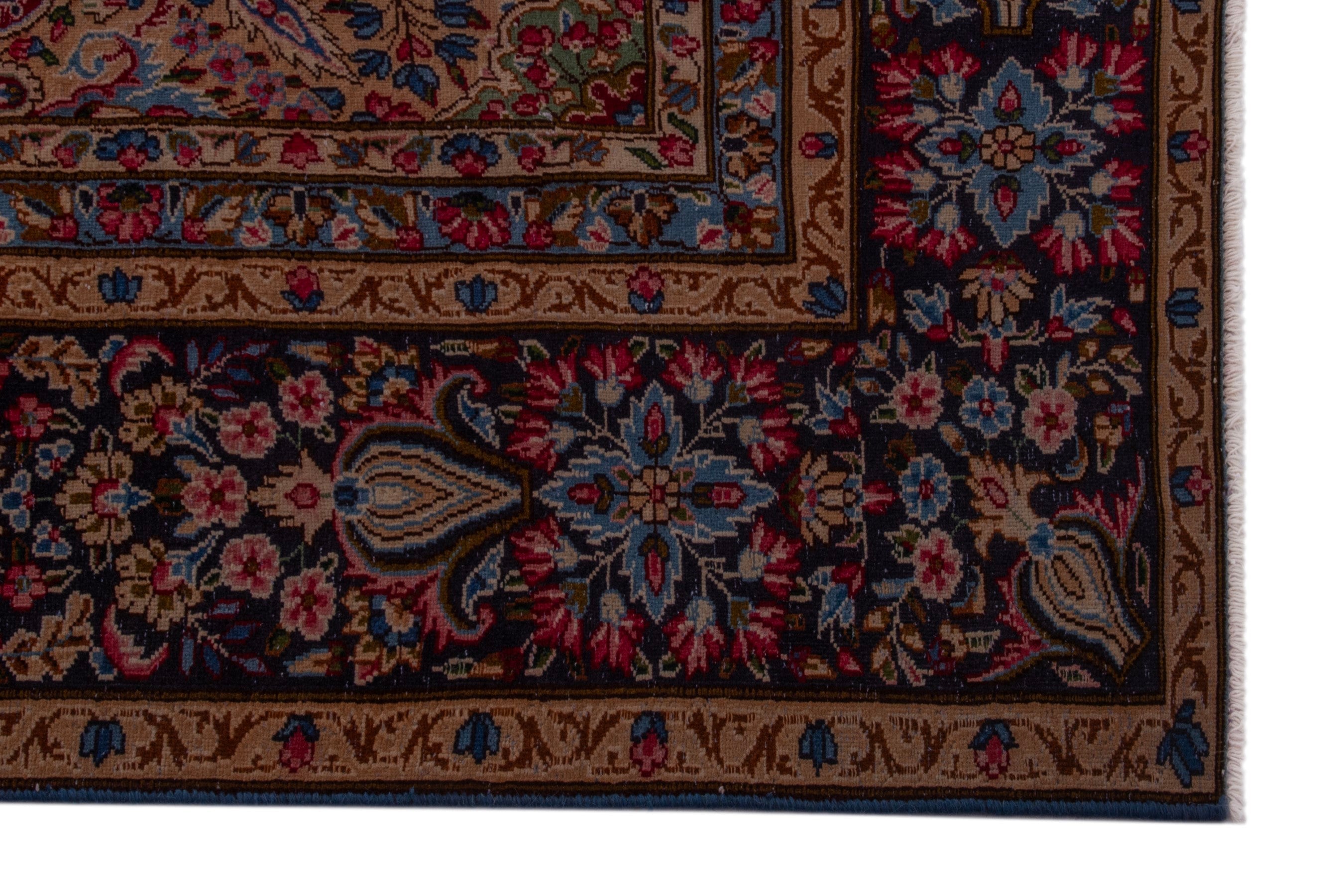 Persian Kerman oversized rug in navy and burgundy, view 5 of 22