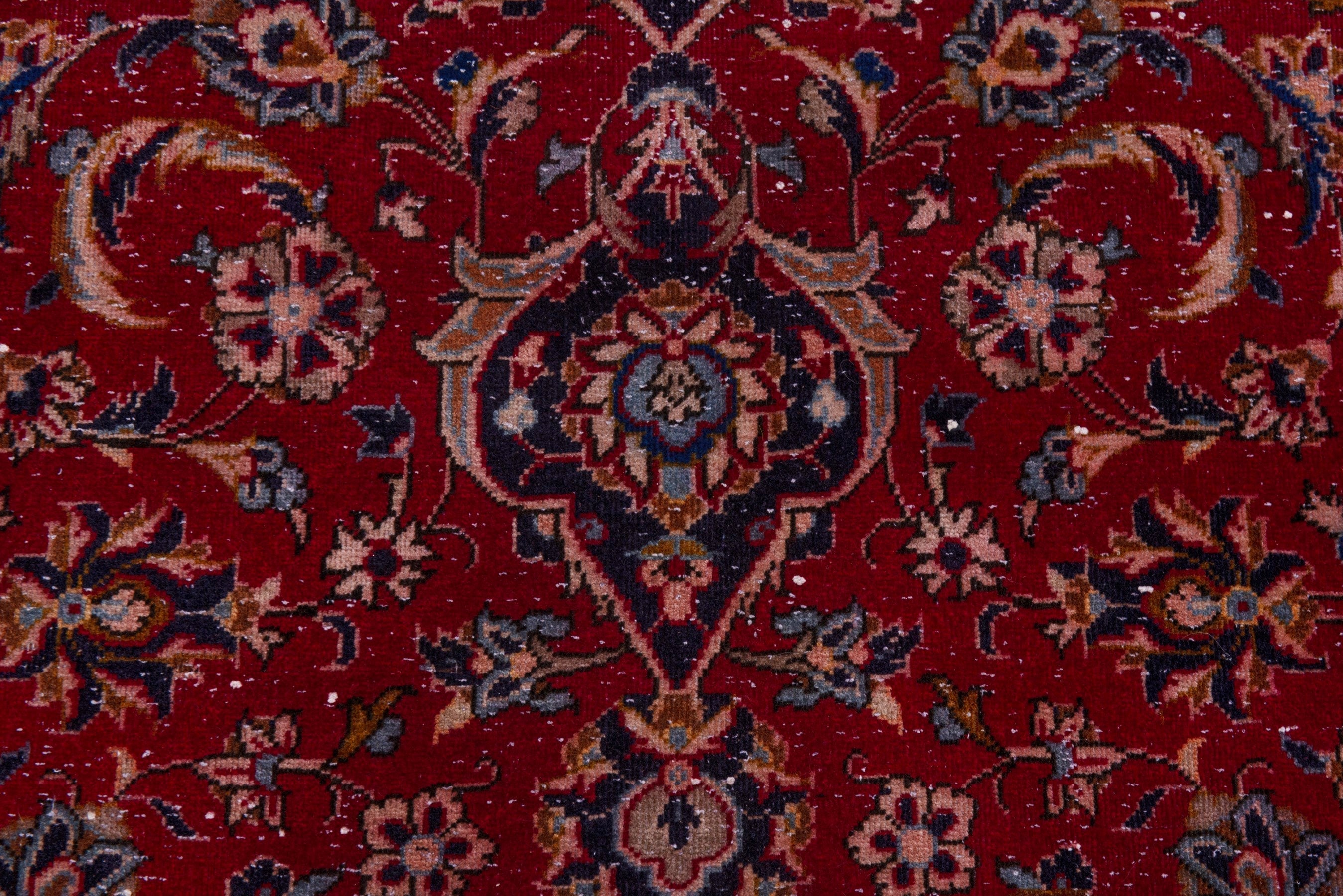 Persian Kashan oversized rug in burgundy and dark blue, view 12 of 20