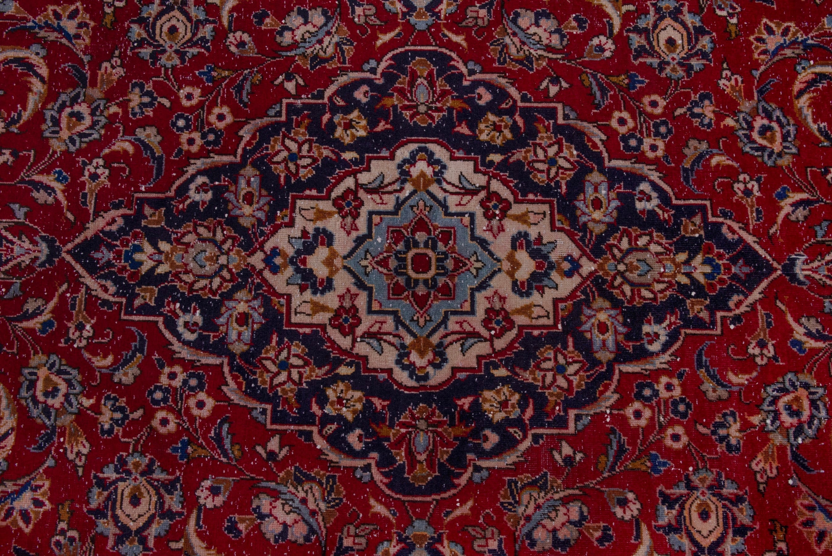 Persian Kashan oversized rug in burgundy and dark blue, view 13 of 20