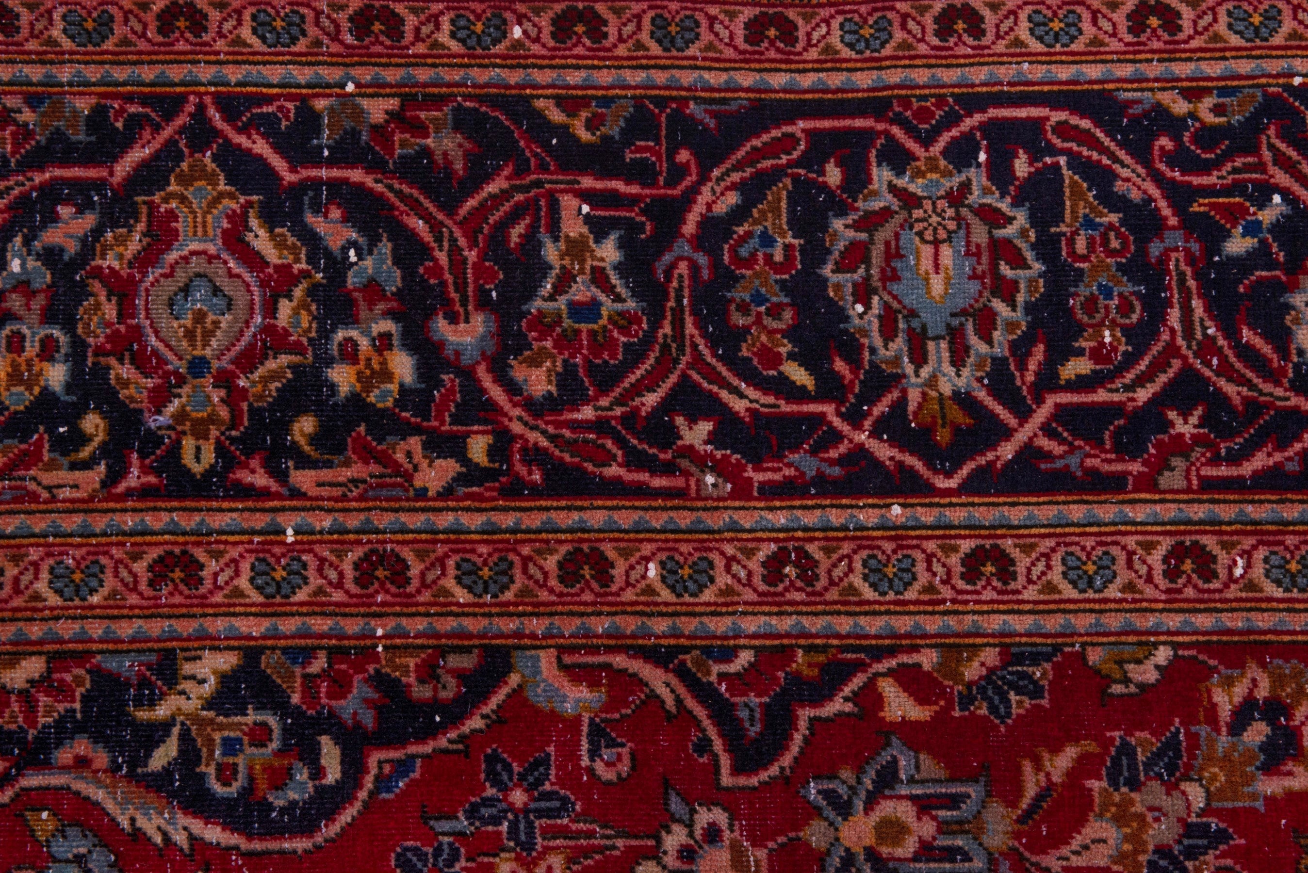 Persian Kashan oversized rug in burgundy and dark blue, view 15 of 20