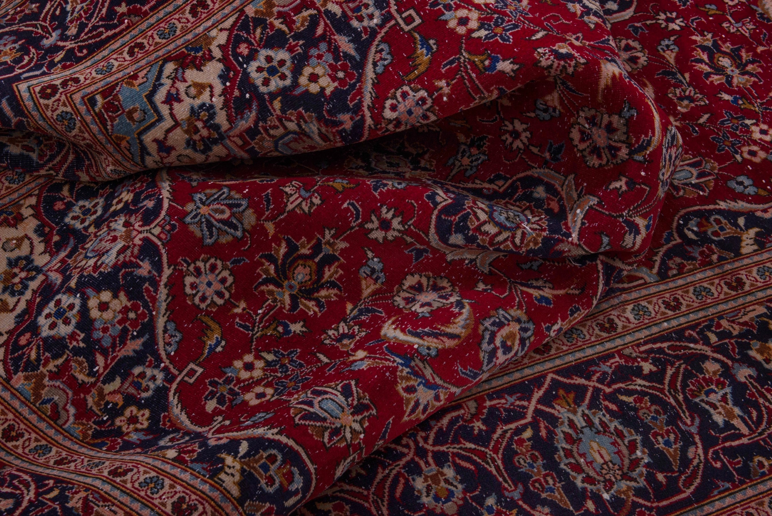 Persian Kashan oversized rug in burgundy and dark blue, view 16 of 20