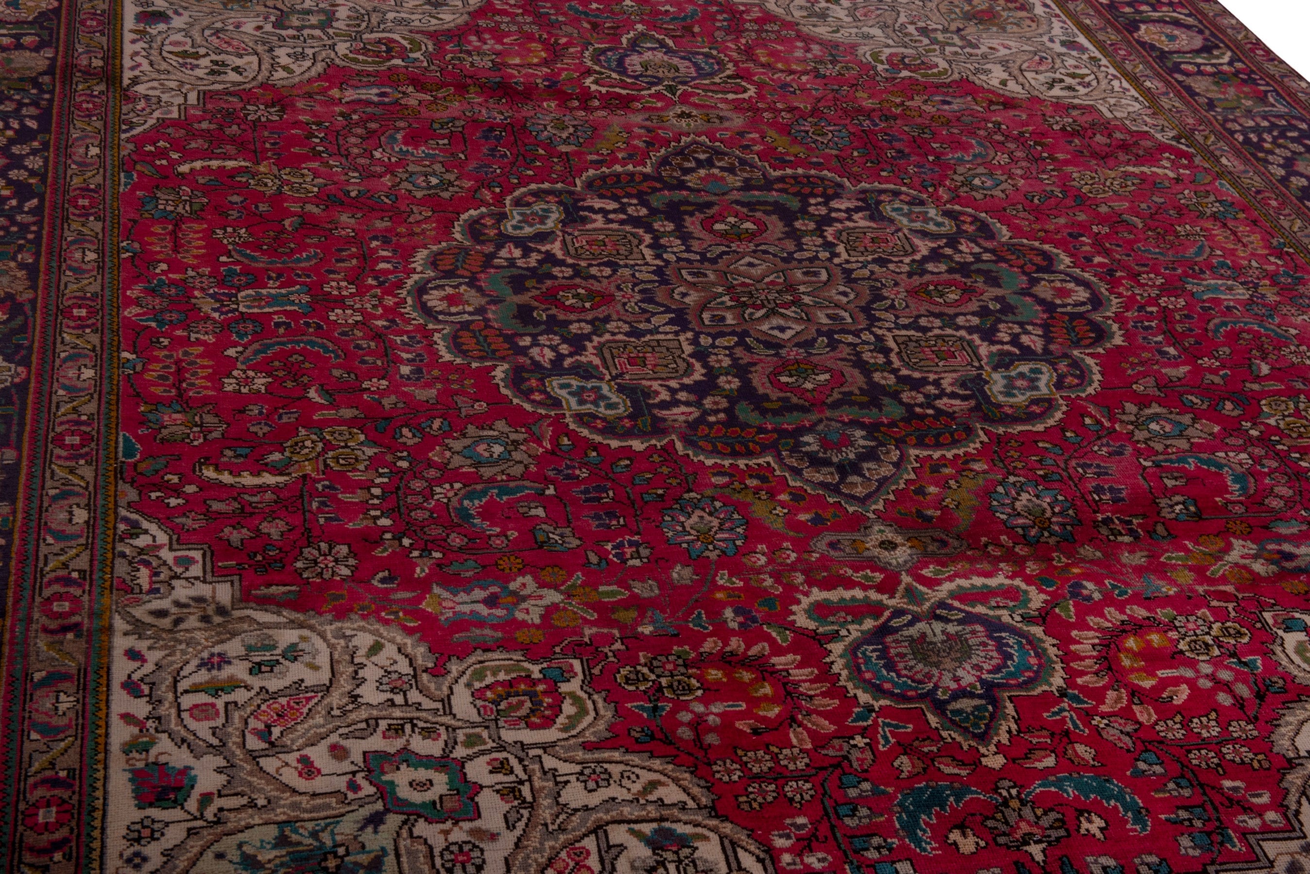 Persian Tabriz oversized rug in deep red and burgundy, view 10 of 22