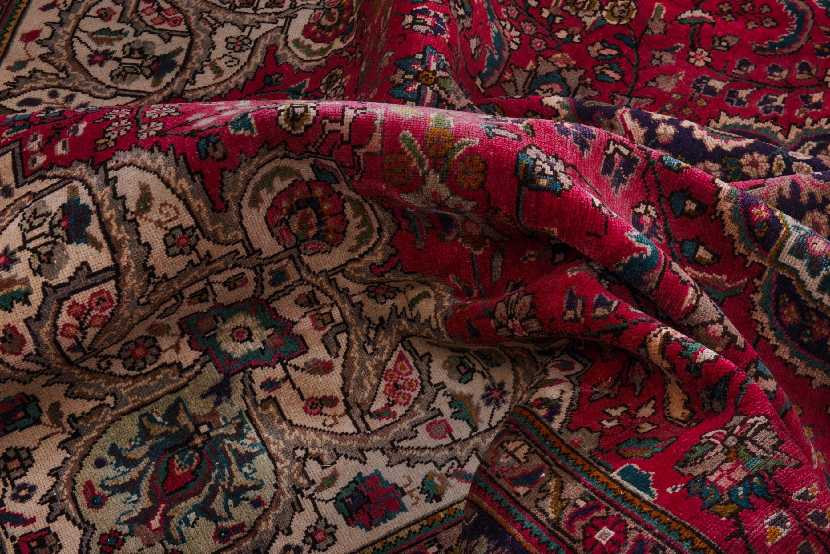 Persian Tabriz oversized rug in deep red and burgundy, view 21 of 22