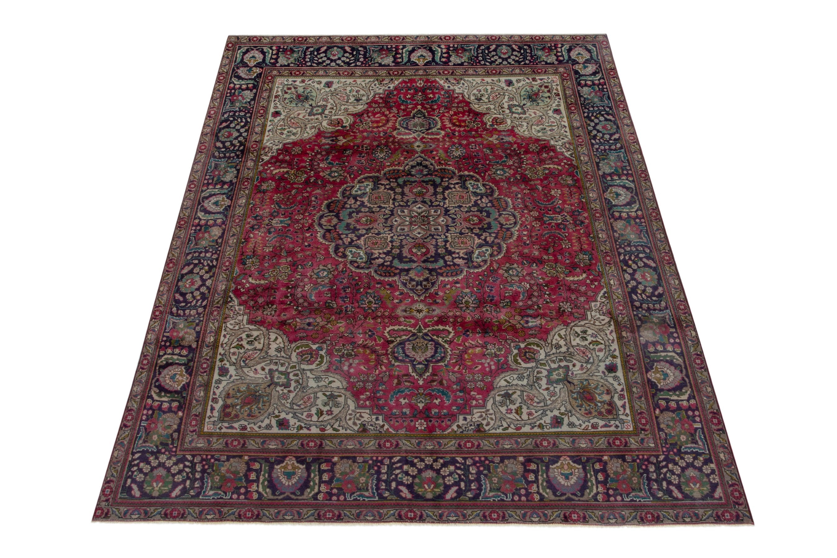 Persian Tabriz oversized rug in deep red and burgundy, view 2 of 22