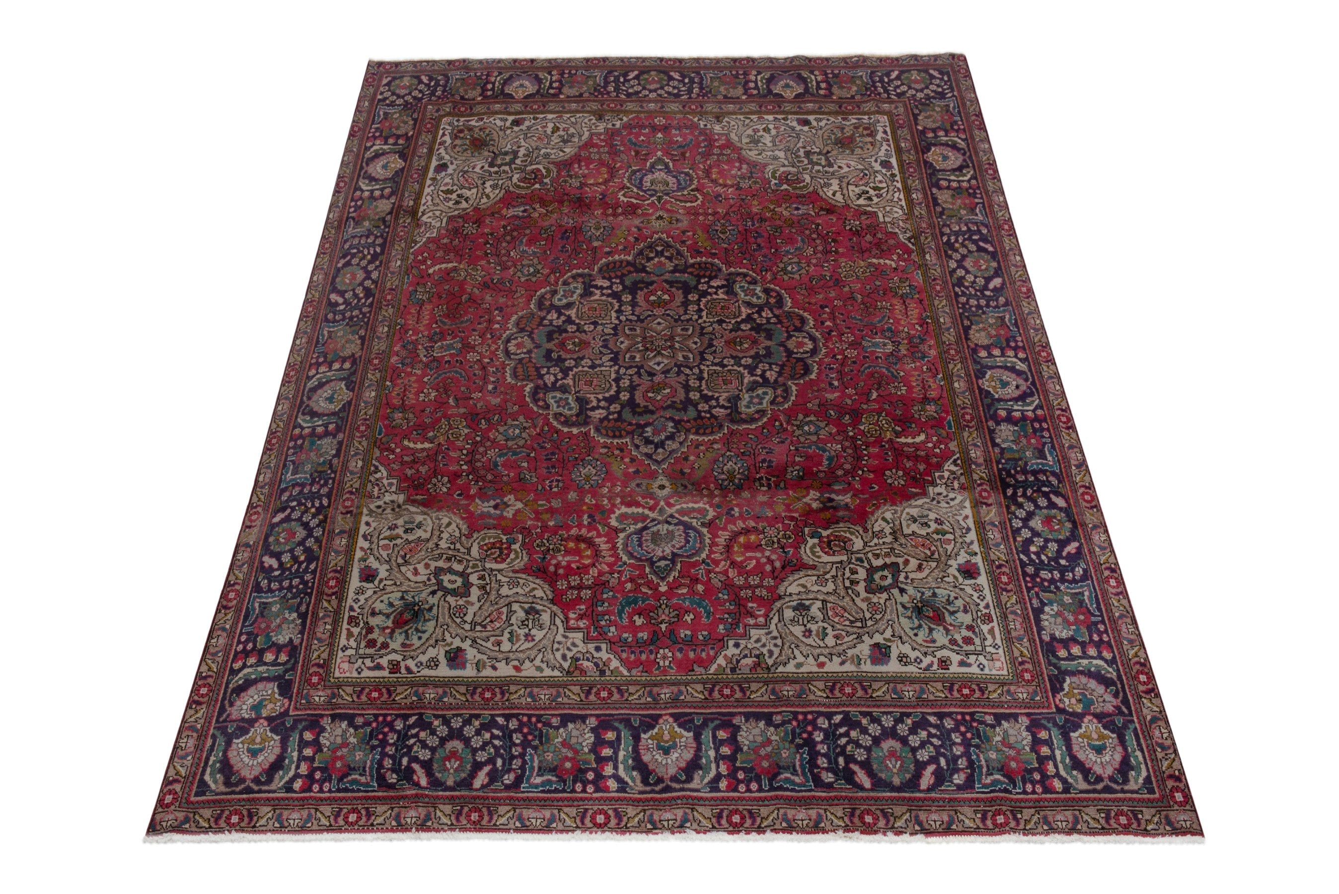 Persian Tabriz oversized rug in deep red and burgundy, view 3 of 22