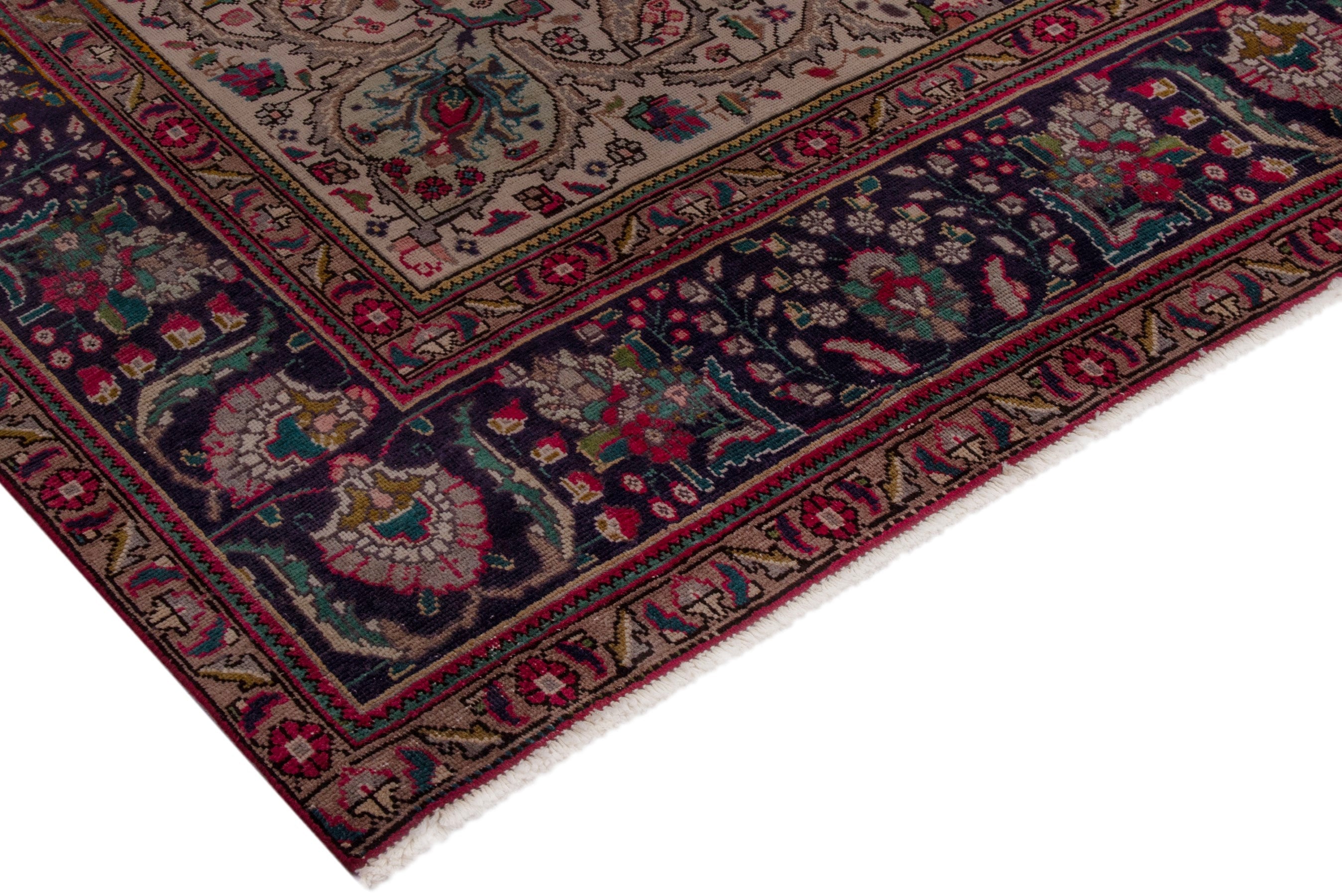 Persian Tabriz oversized rug in deep red and burgundy, view 6 of 22