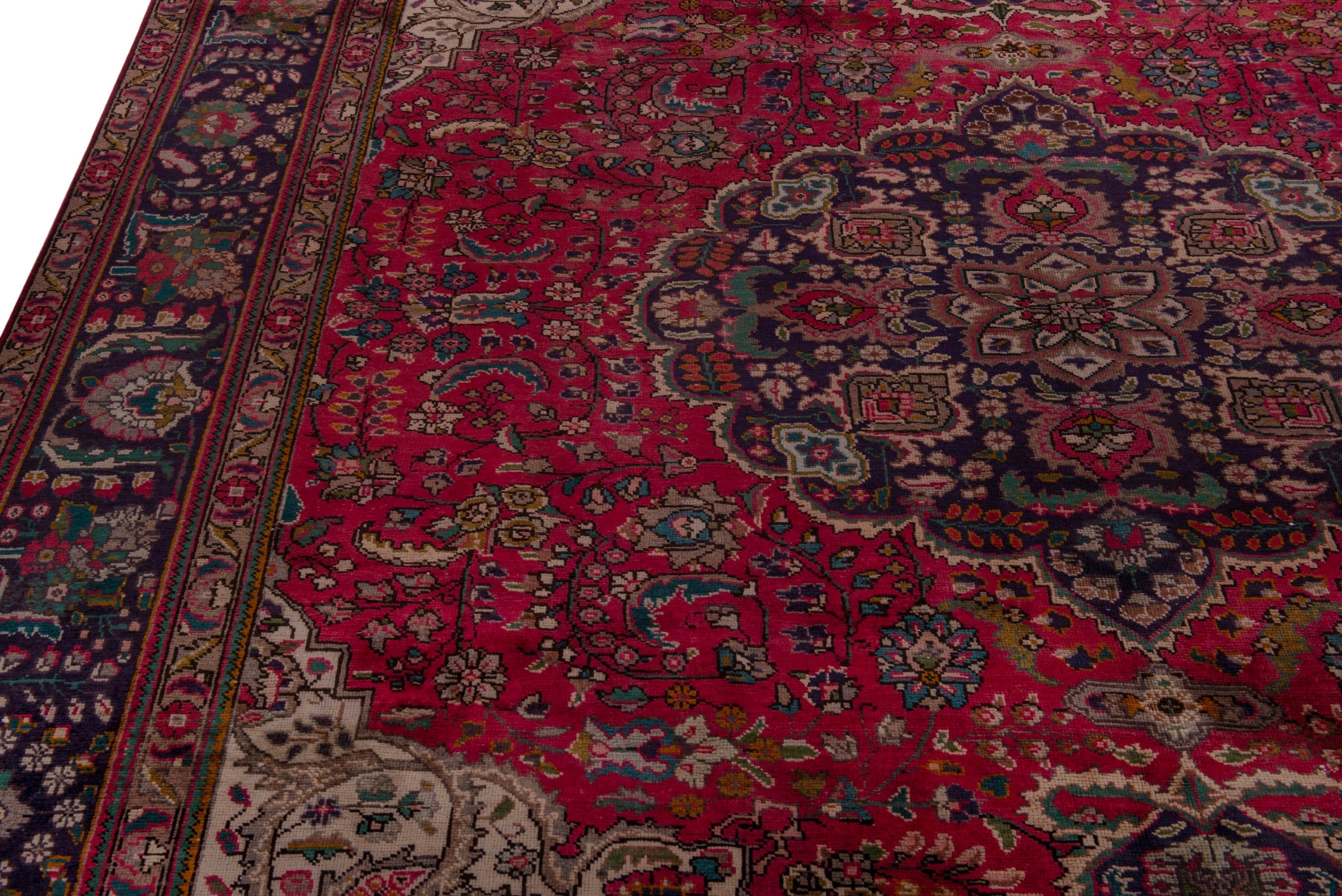 Persian Tabriz oversized rug in deep red and burgundy, view 7 of 22