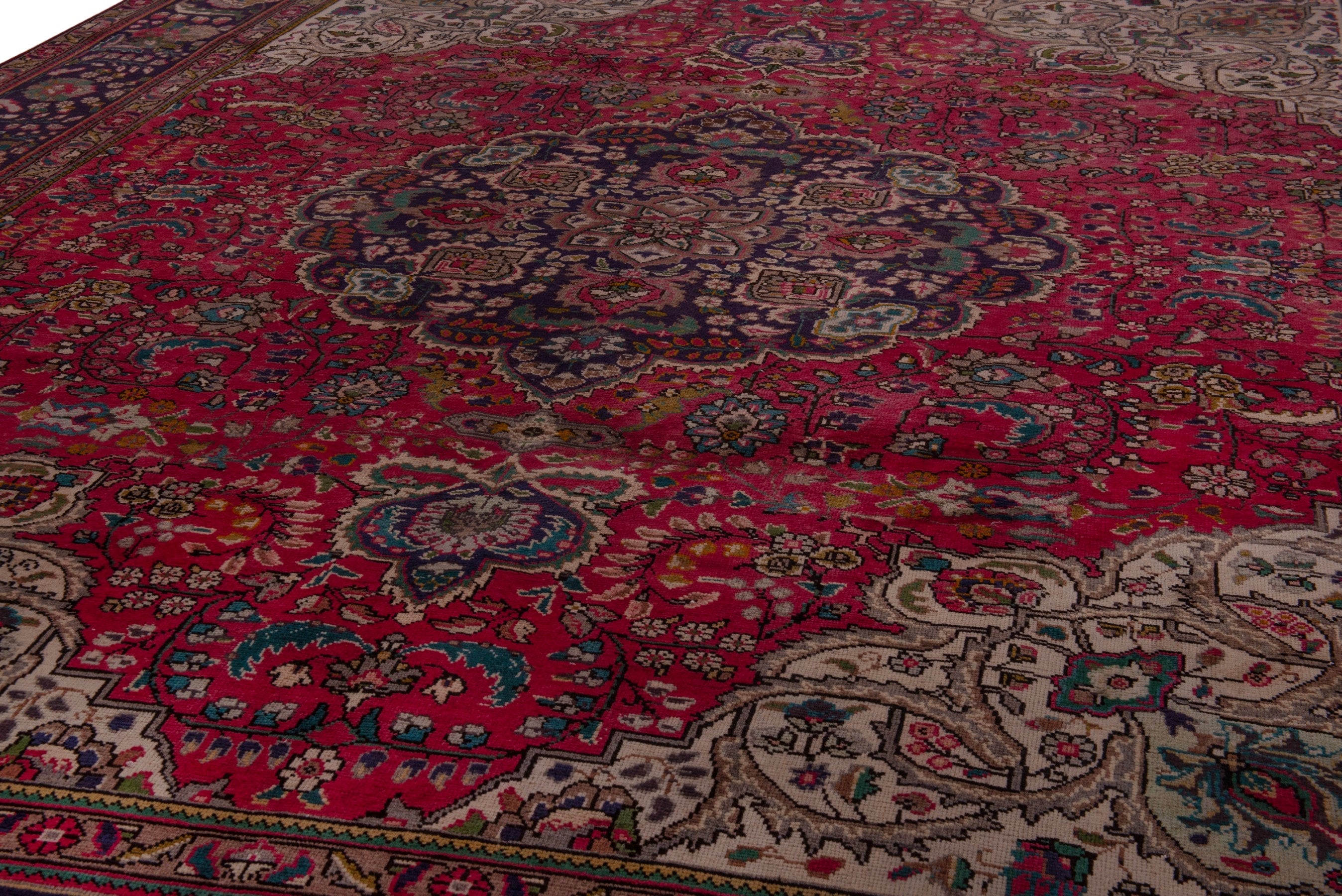 Persian Tabriz oversized rug in deep red and burgundy, view 9 of 22