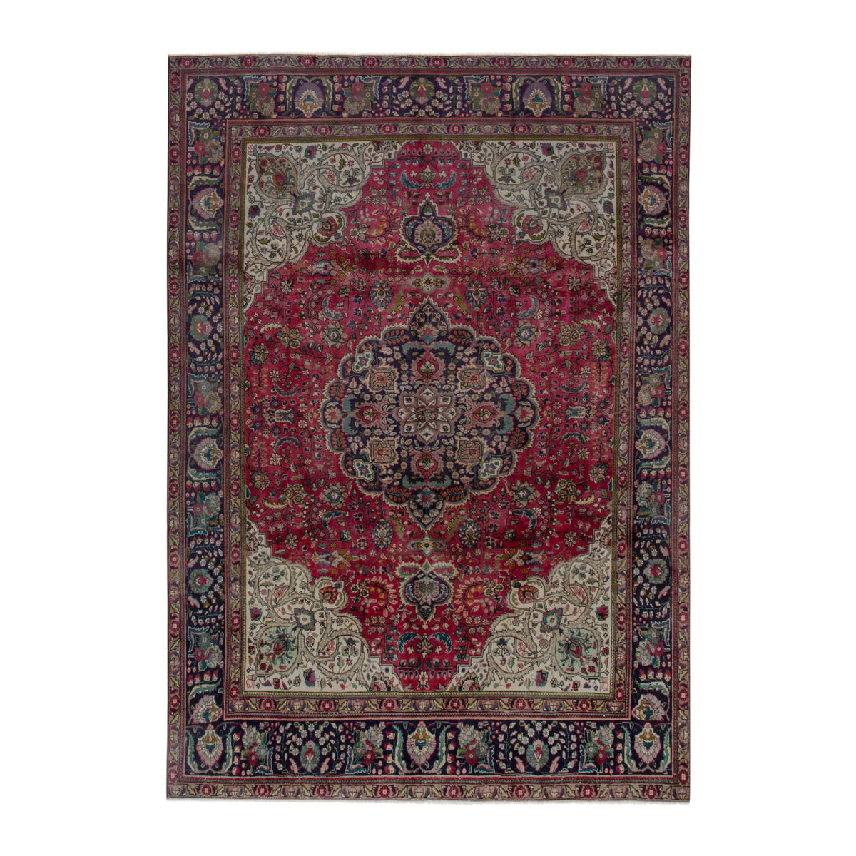 Persian Tabriz oversized rug in deep red and burgundy, 8'2" x 11'2"