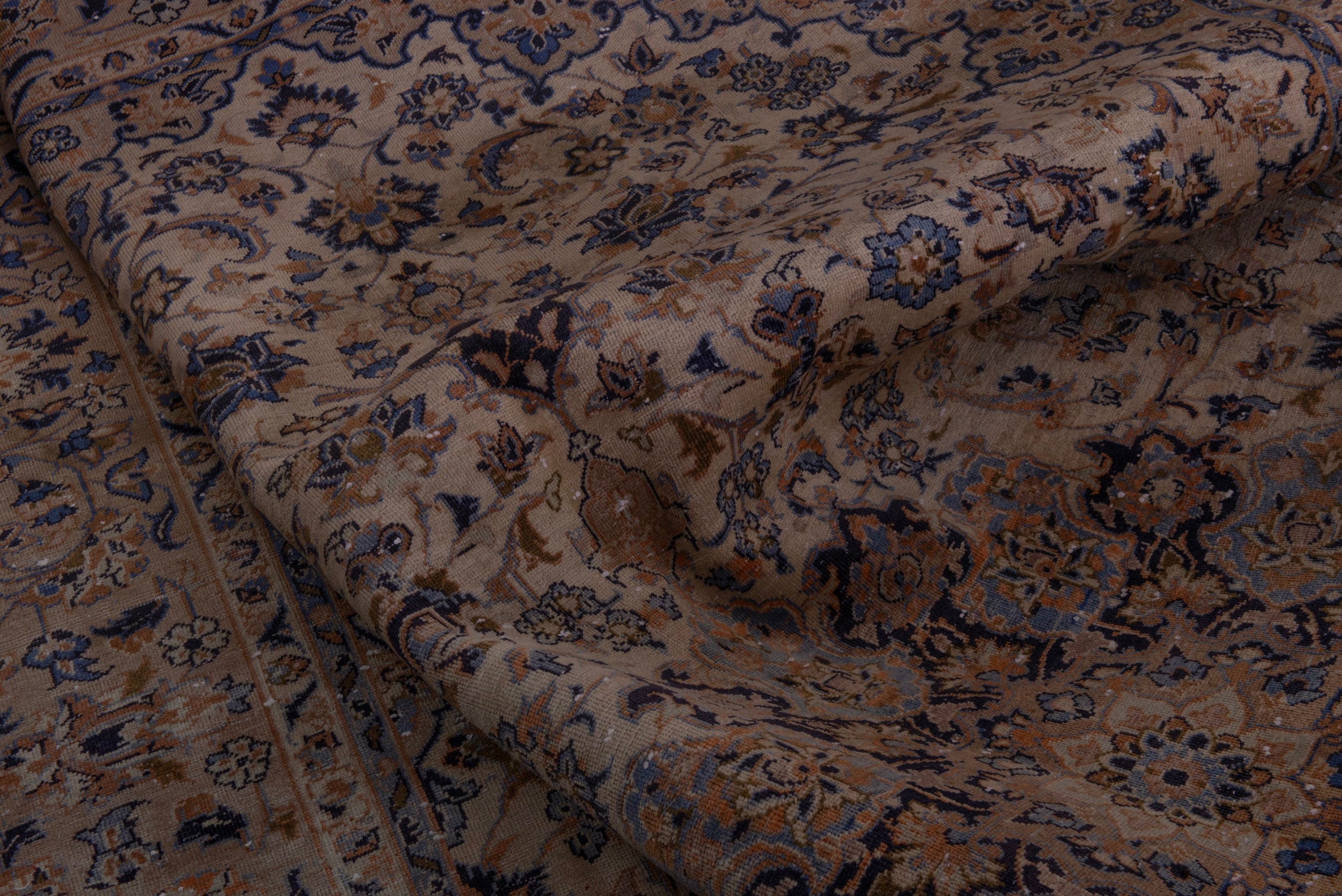 Persian Najafabad oversized rug in cream and dark blue, view 19 of 22