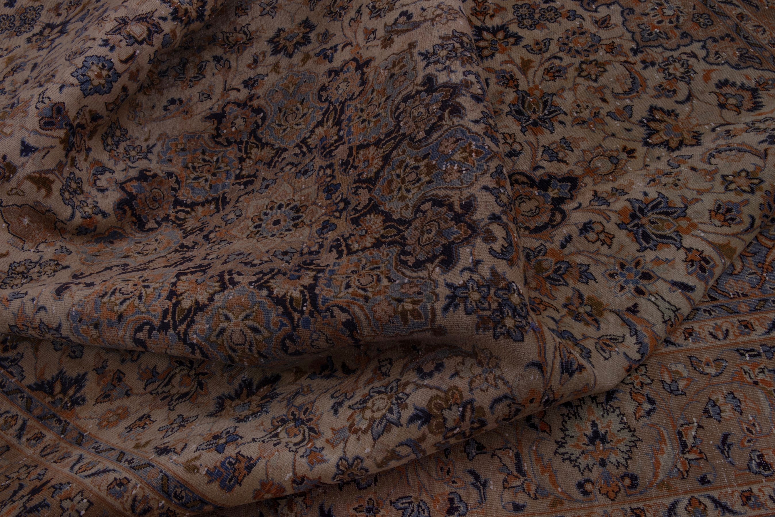 Persian Najafabad oversized rug in cream and dark blue, view 20 of 22