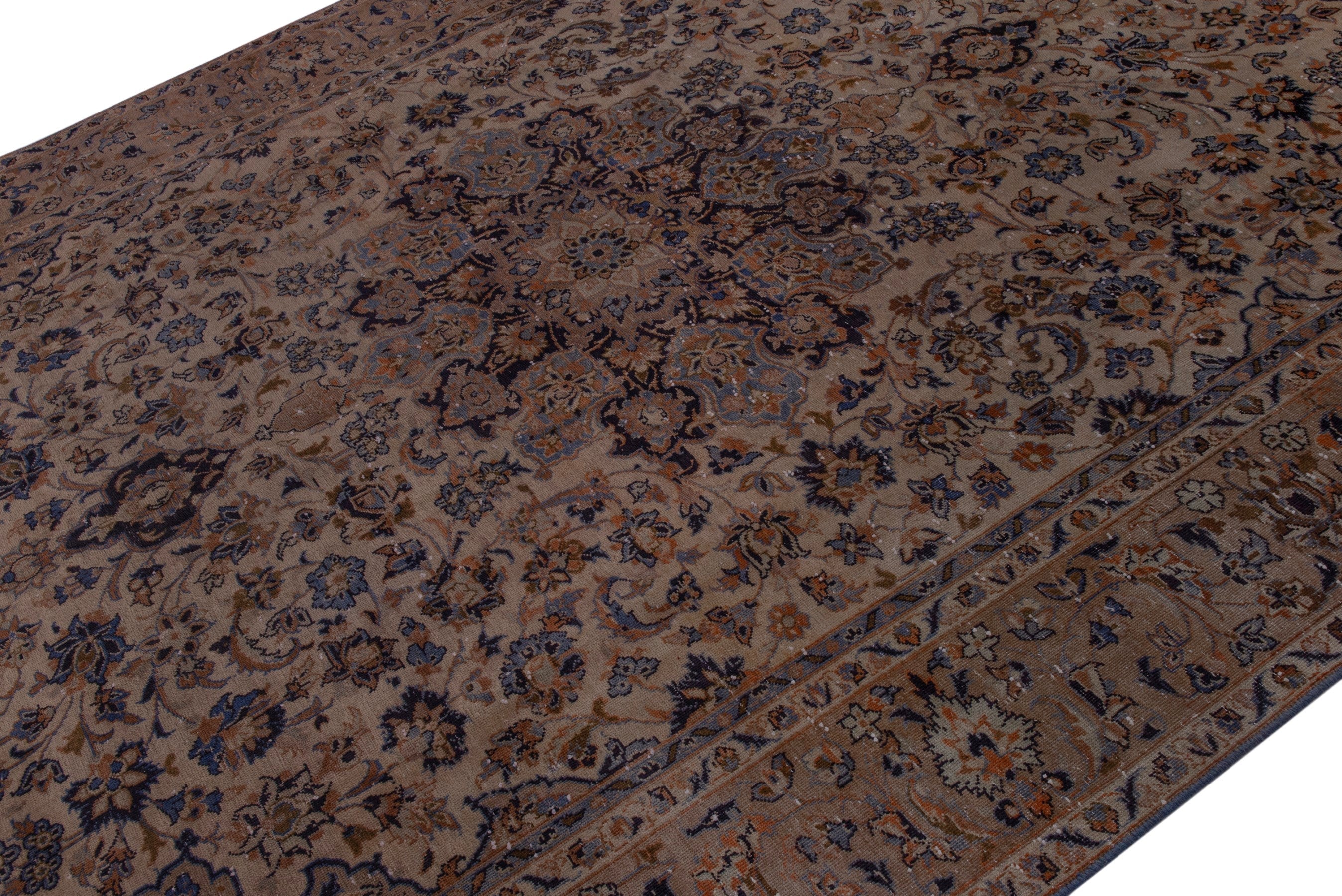 Persian Najafabad oversized rug in cream and dark blue, view 4 of 22