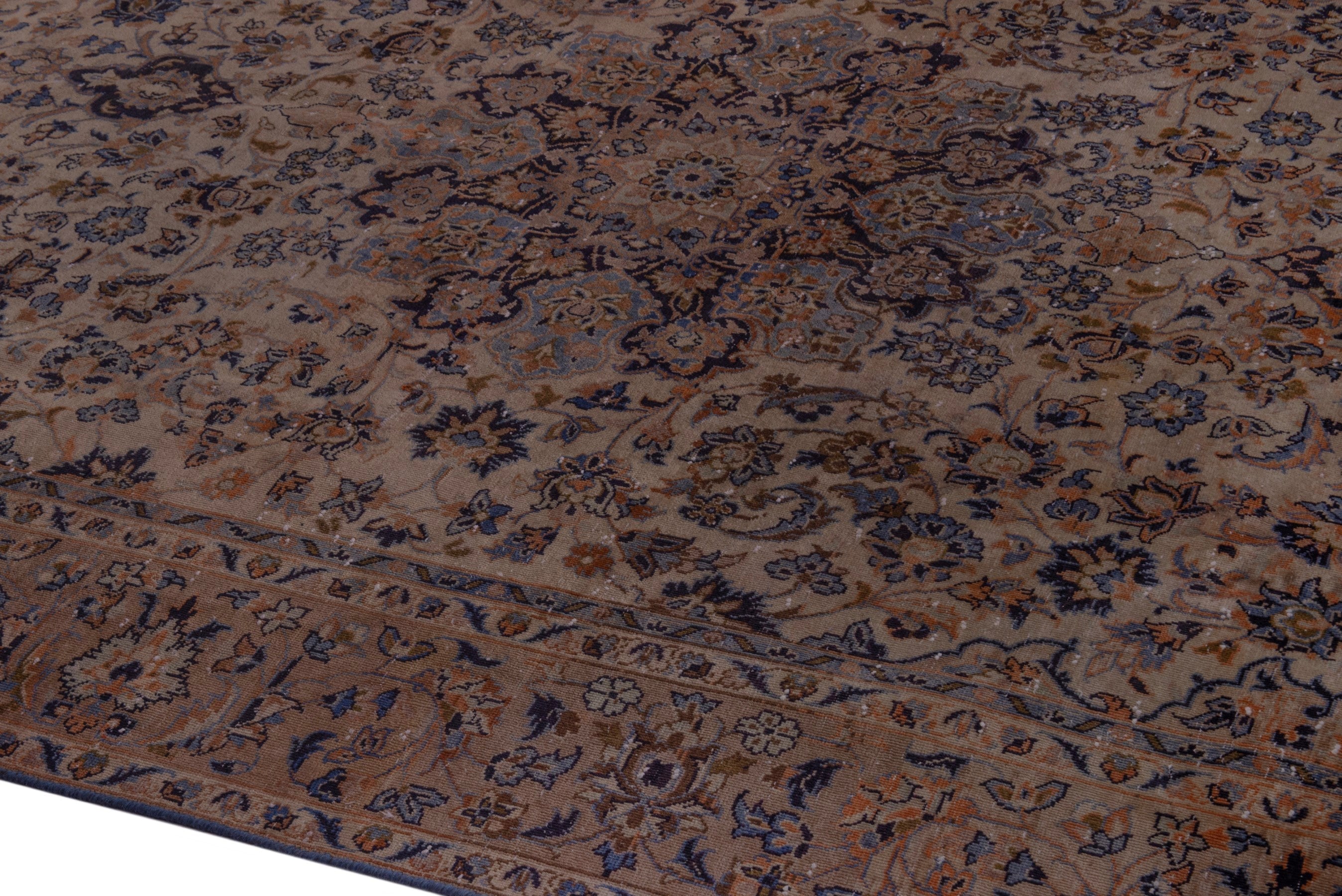 Persian Najafabad oversized rug in cream and dark blue, view 8 of 22
