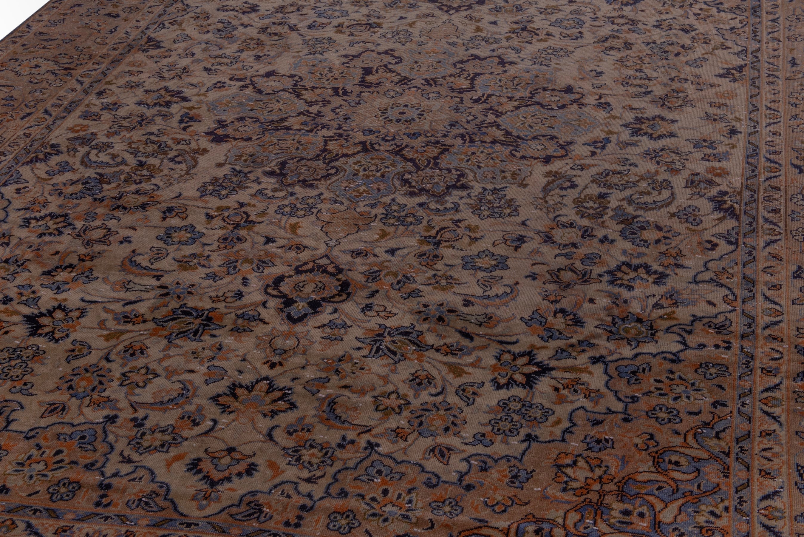 Persian Najafabad oversized rug in cream and dark blue, view 9 of 22