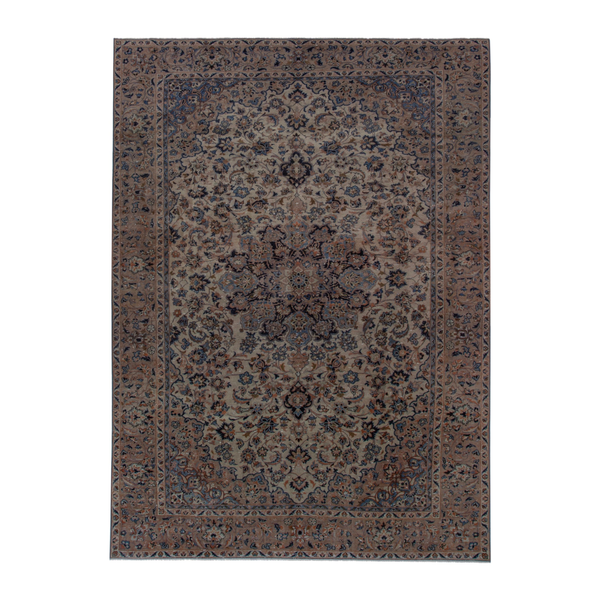 Persian Najafabad oversized rug in cream and dark blue, 8'1" x 11'11"