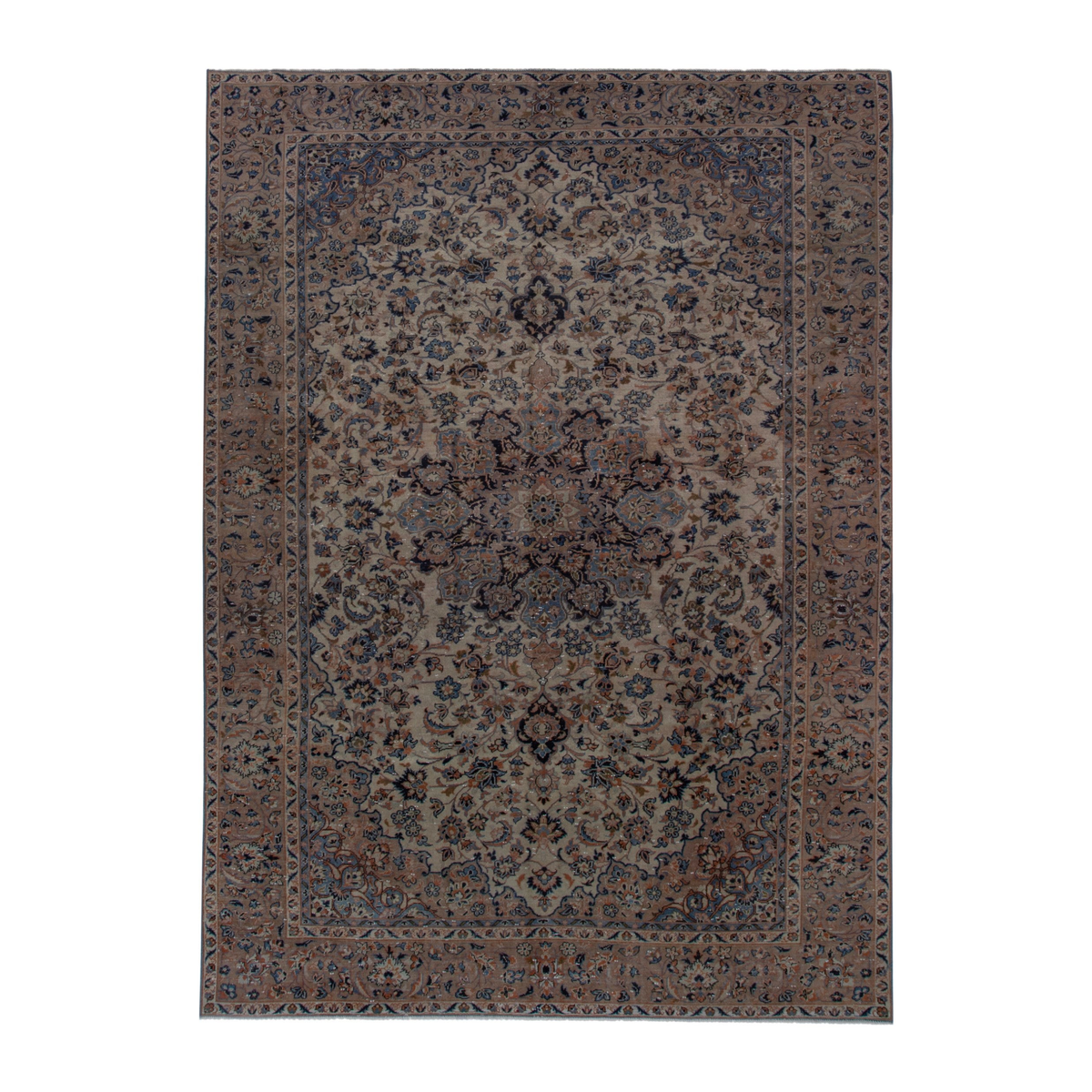 Persian Najafabad oversized rug in cream and dark blue, 8'1" x 11'11"