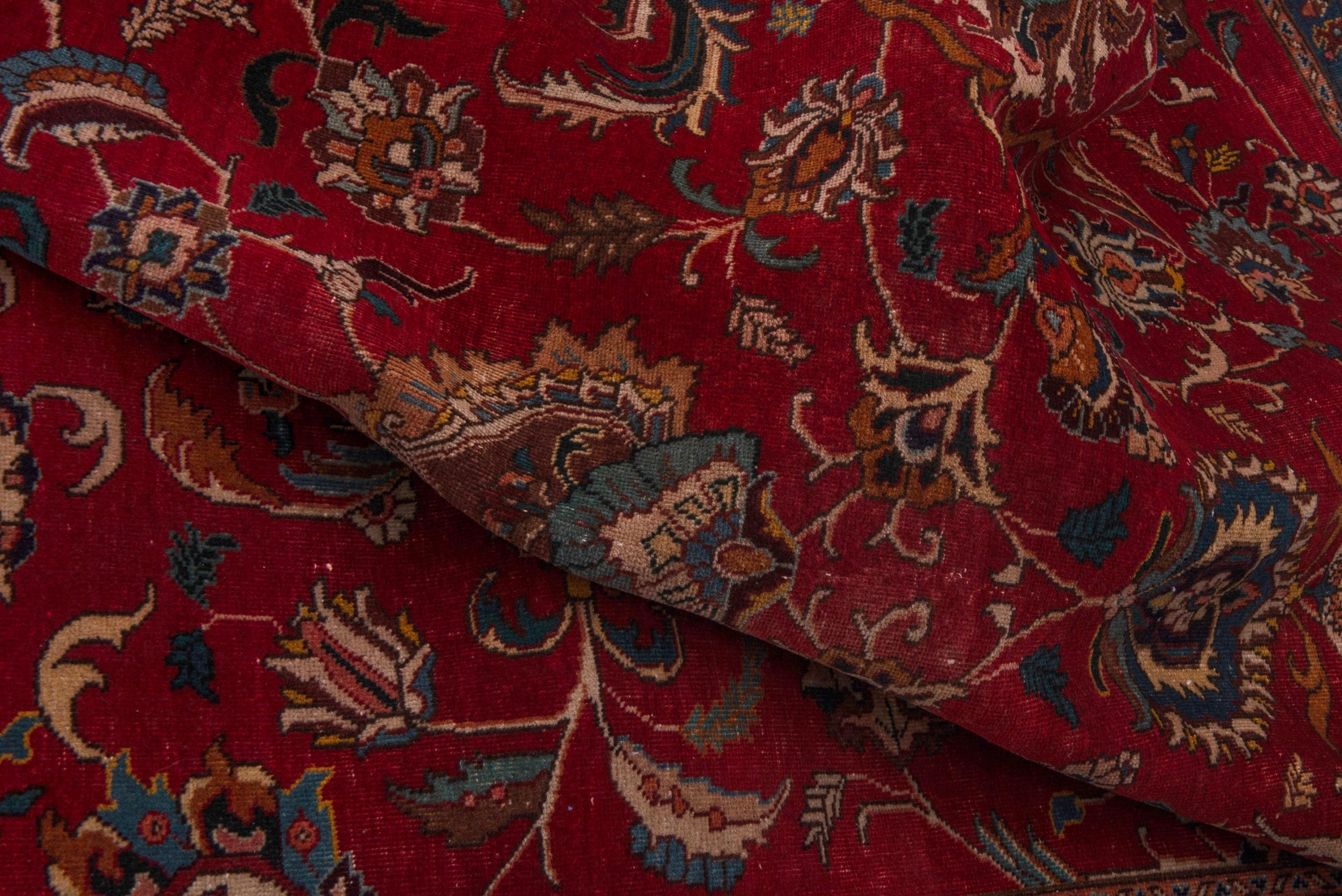 Persian Tabriz oversized rug in burgundy and antique gold, view 16 of 20
