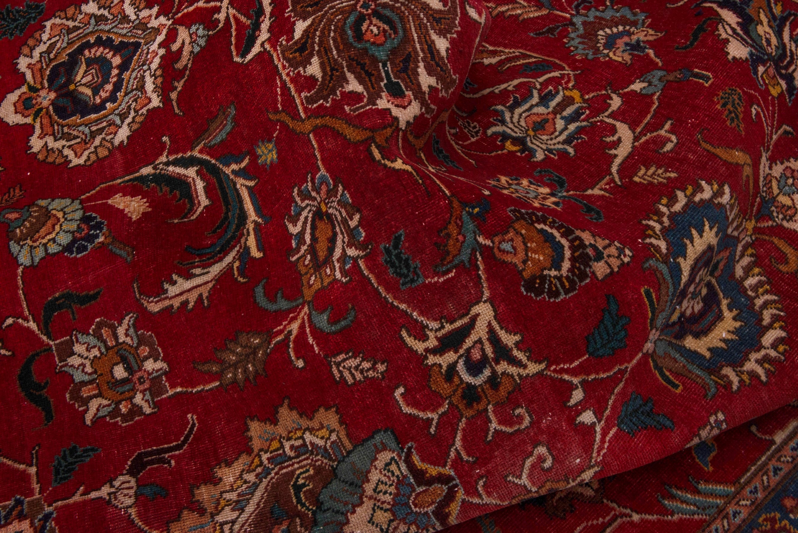 Persian Tabriz oversized rug in burgundy and antique gold, view 18 of 20
