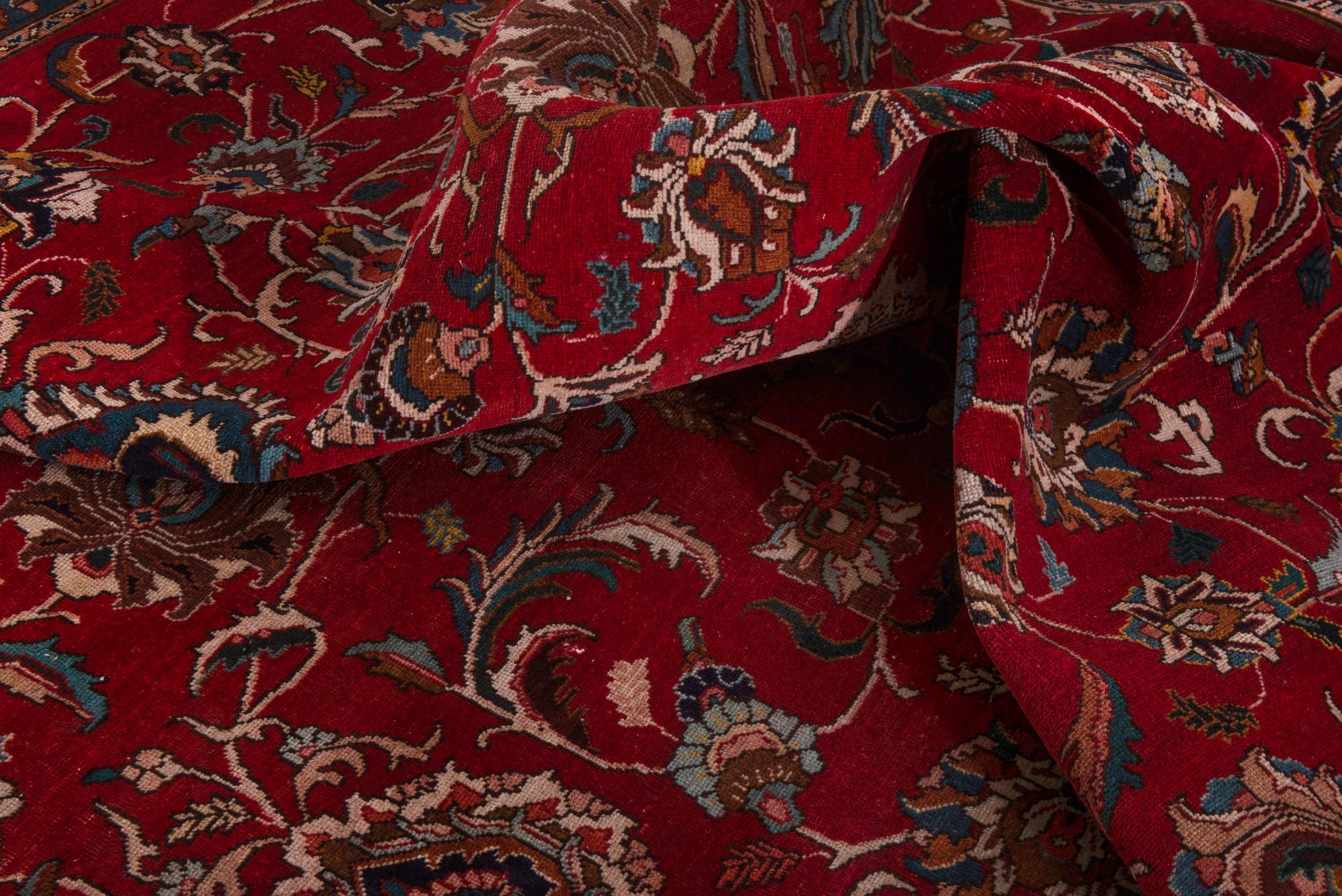 Persian Tabriz oversized rug in burgundy and antique gold, view 19 of 20