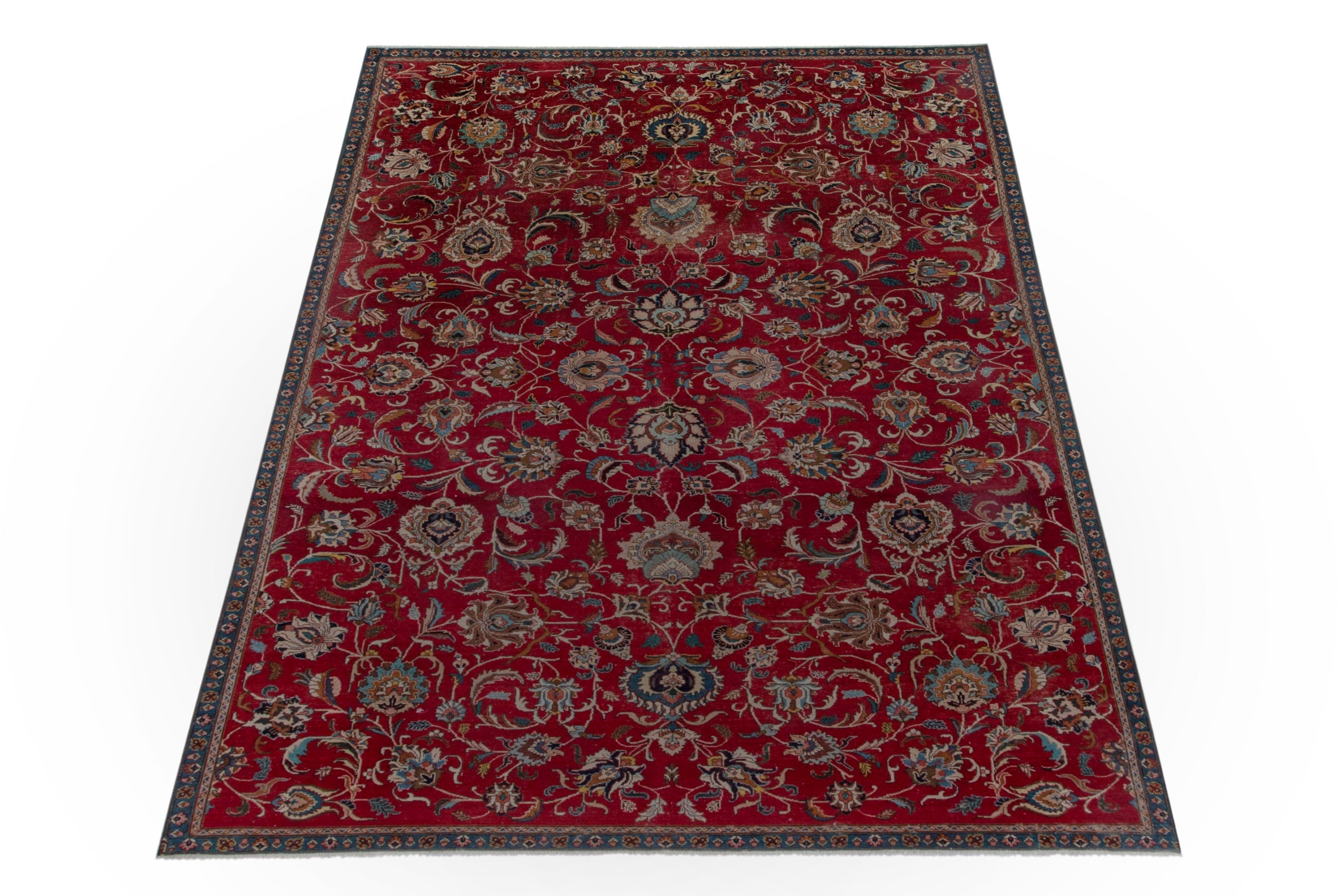 Persian Tabriz oversized rug in burgundy and antique gold, view 2 of 20