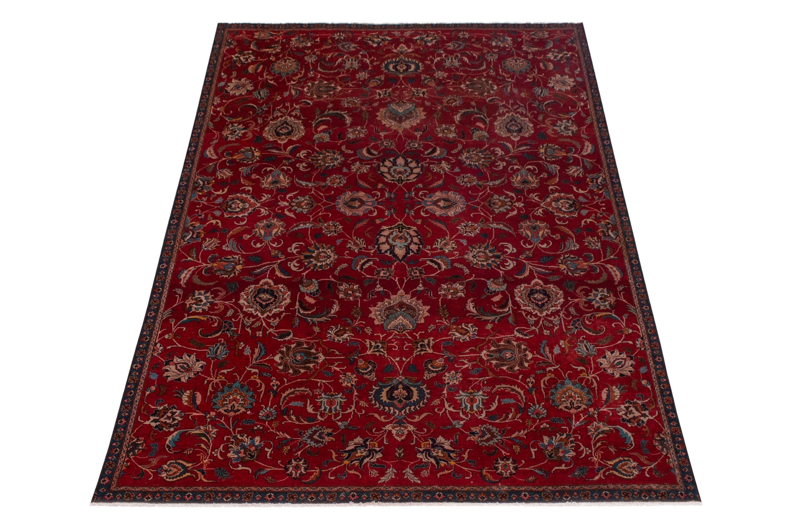 Persian Tabriz oversized rug in burgundy and antique gold, view 3 of 20