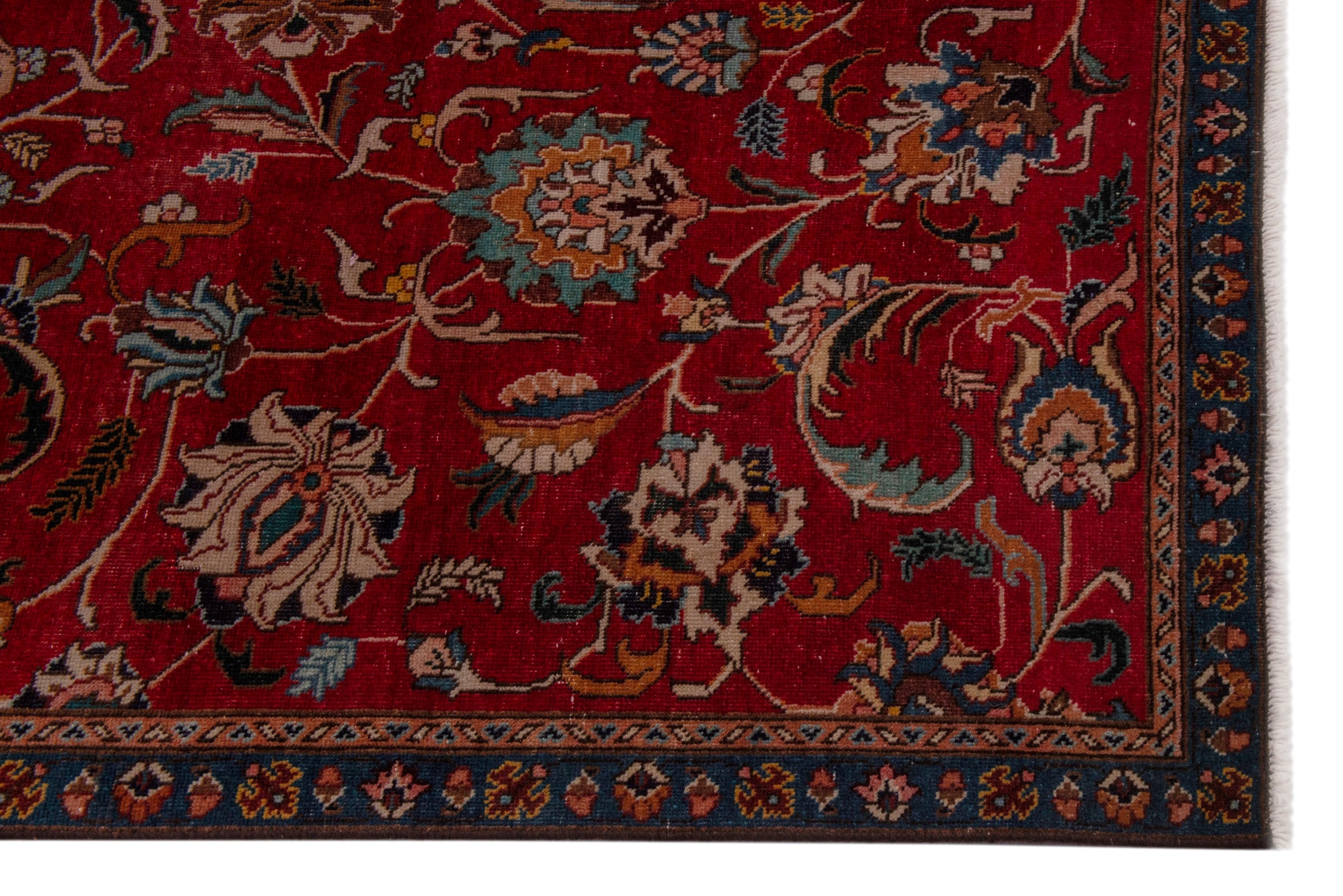Persian Tabriz oversized rug in burgundy and antique gold, view 5 of 20