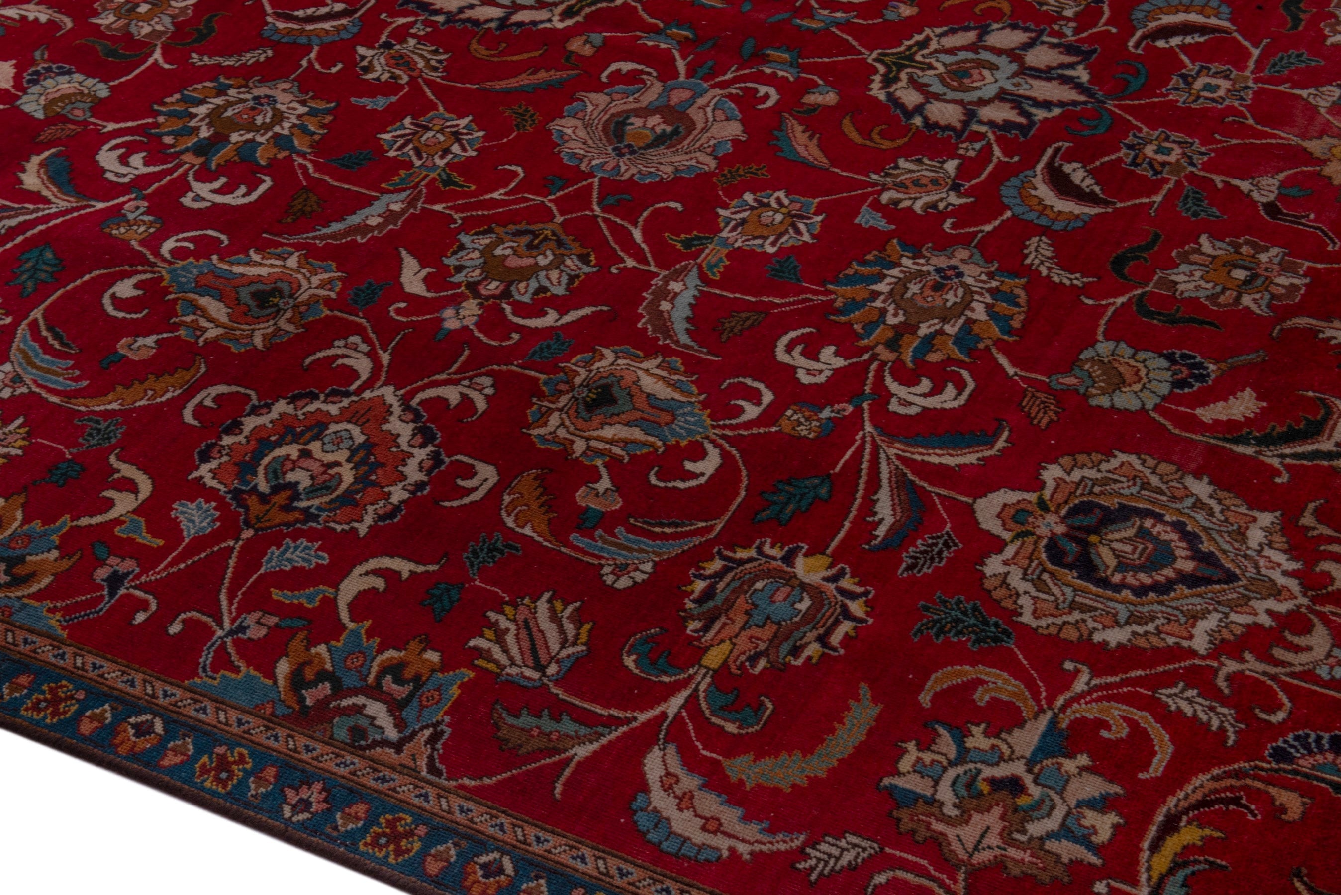 Persian Tabriz oversized rug in burgundy and antique gold, view 8 of 20