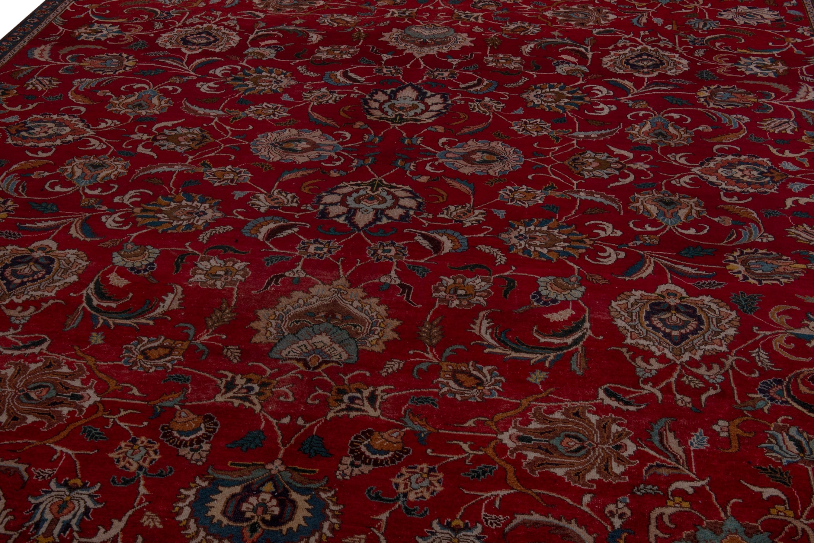 Persian Tabriz oversized rug in burgundy and antique gold, view 9 of 20