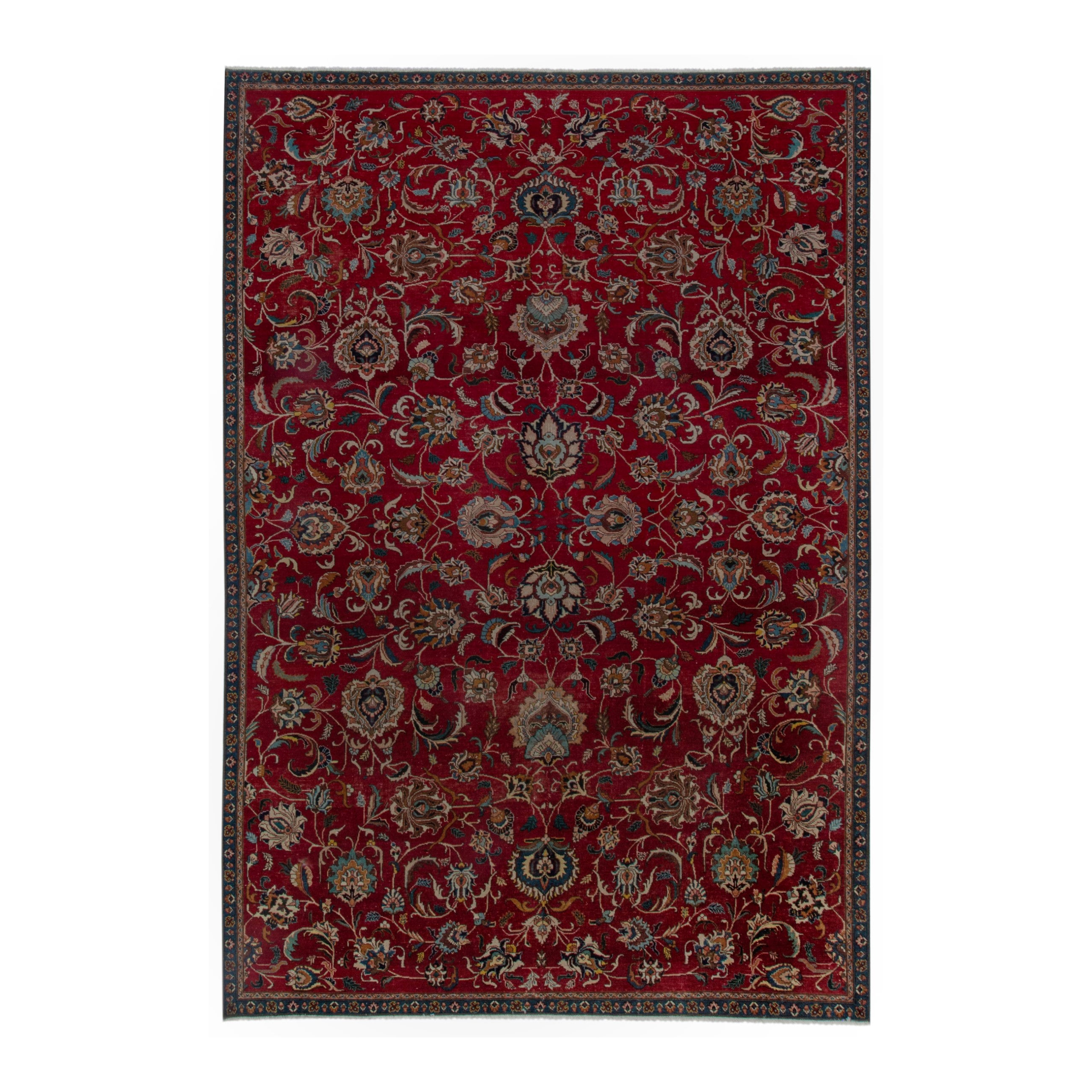 Persian Tabriz oversized rug in burgundy and antique gold, 8'10" x 12'10"