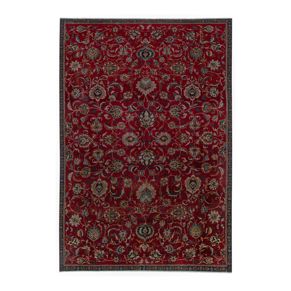 Persian Tabriz oversized rug in burgundy and antique gold, 8'10" x 12'10"