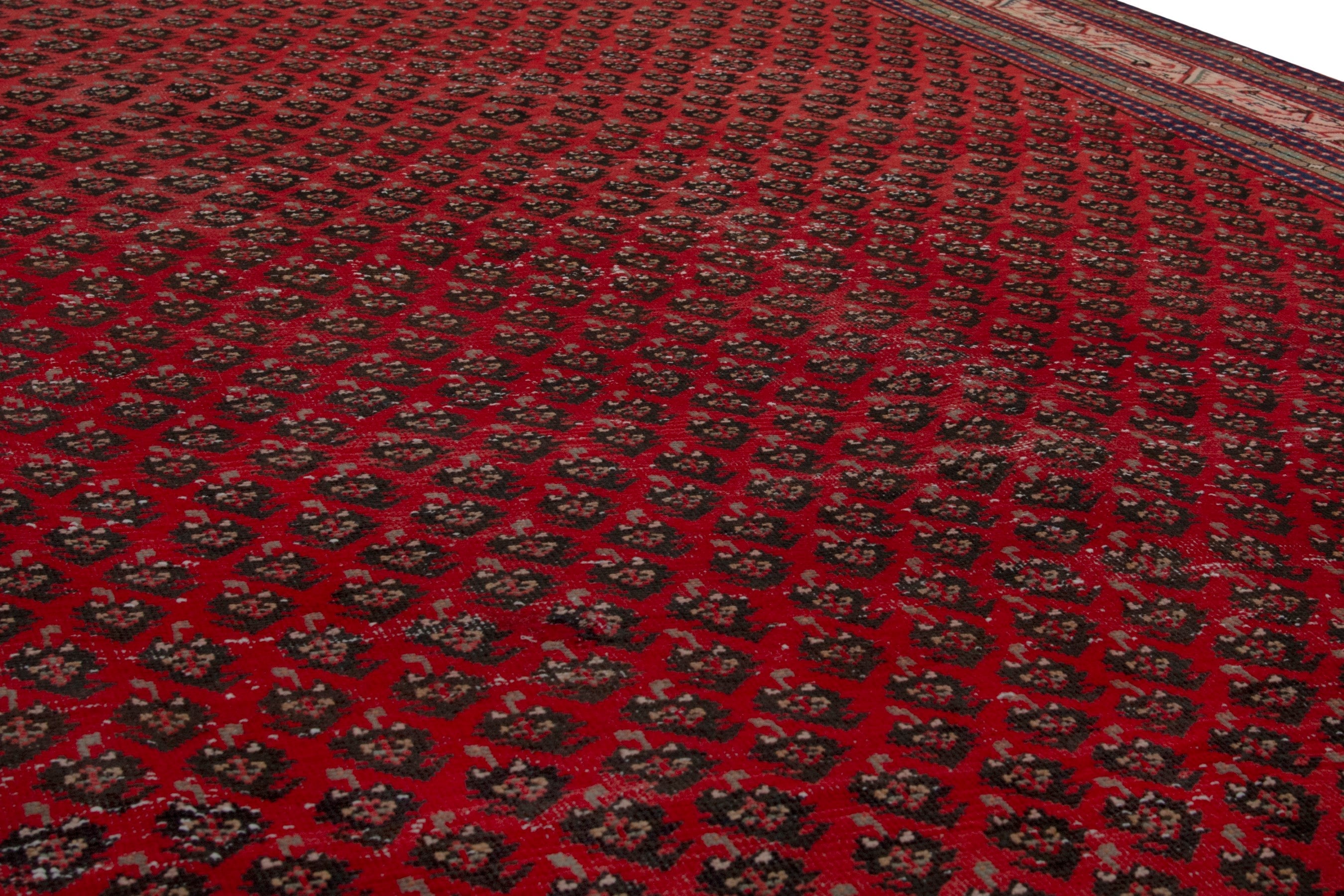 Persian Botteh oversized rug in deep red and cream, view 10 of 17