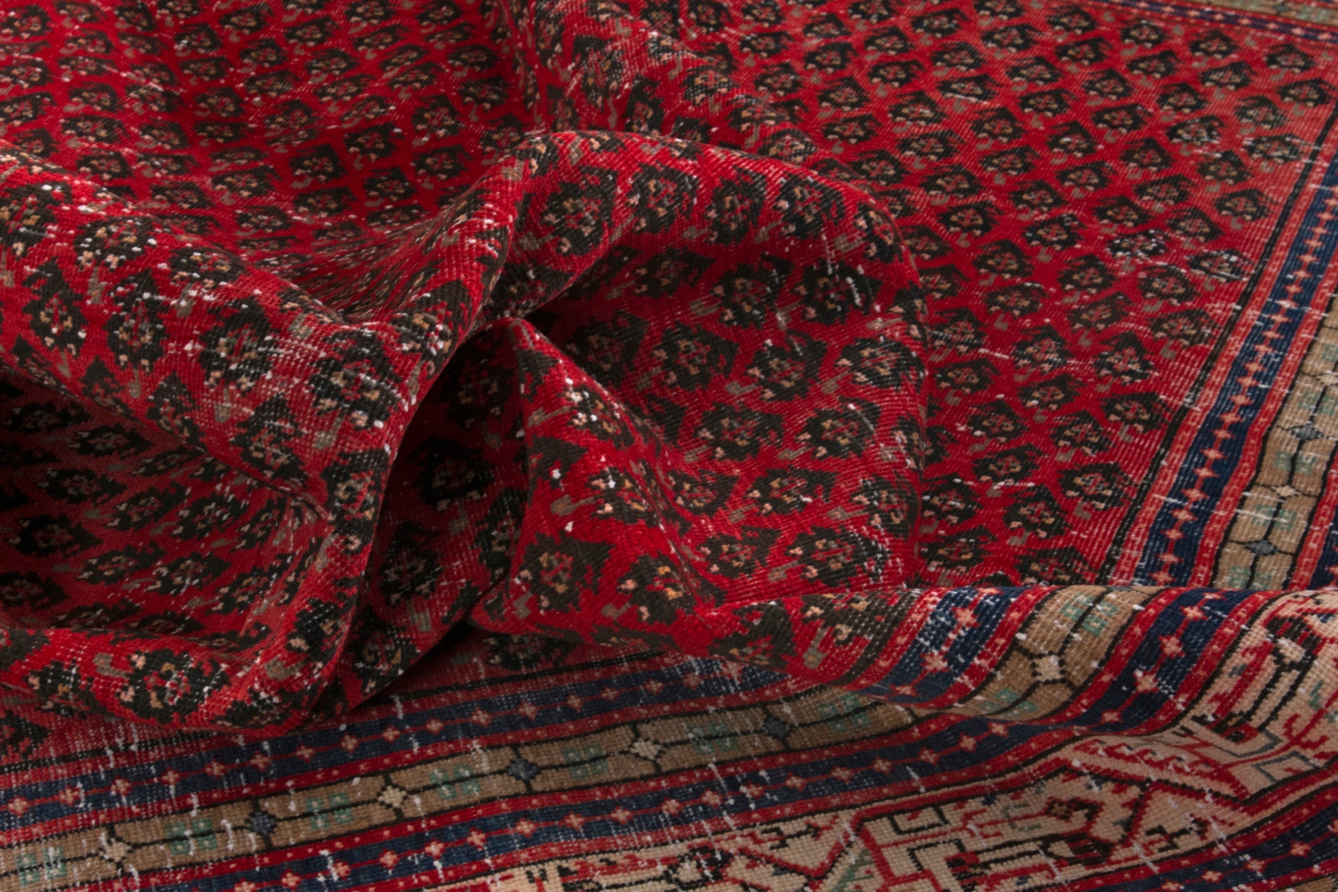 Persian Botteh oversized rug in deep red and cream, view 15 of 17