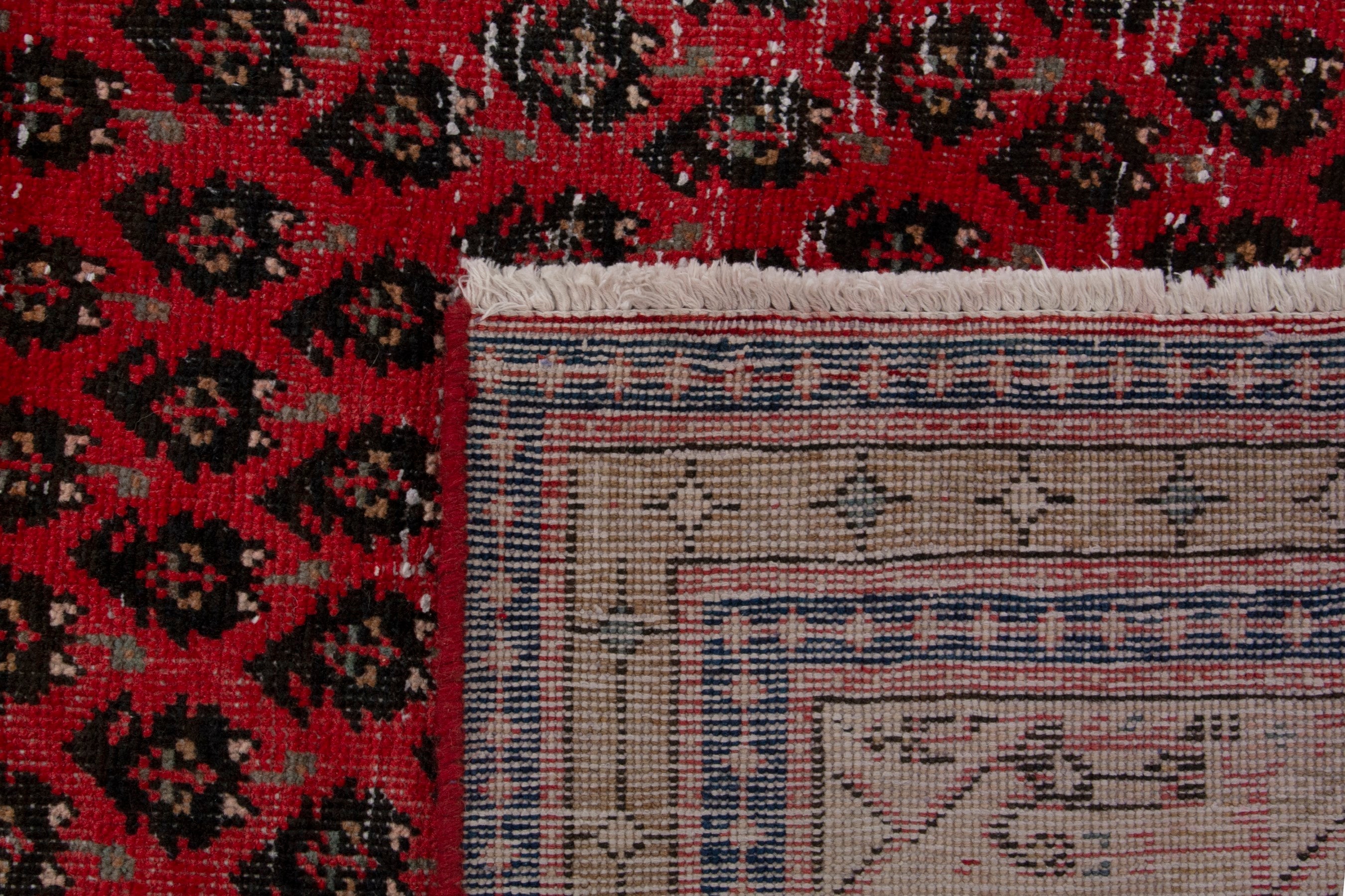 Persian Botteh oversized rug in deep red and cream, view 17 of 17