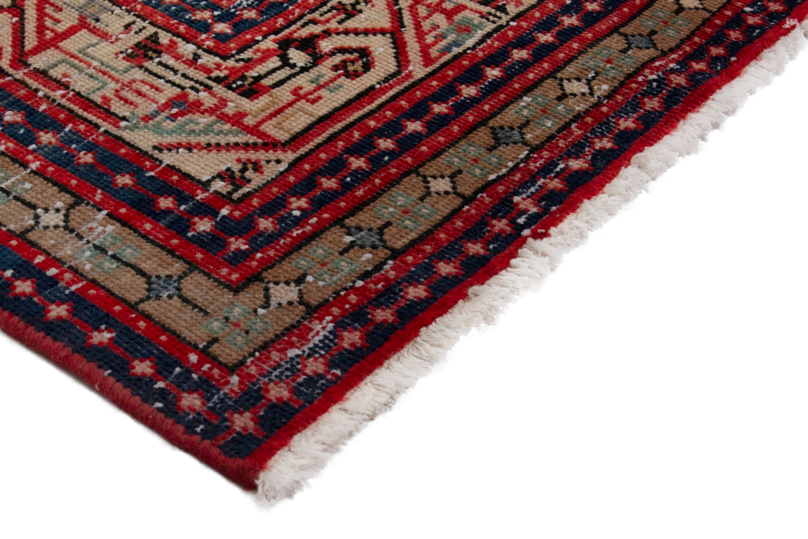 Persian Botteh oversized rug in deep red and cream, view 6 of 17
