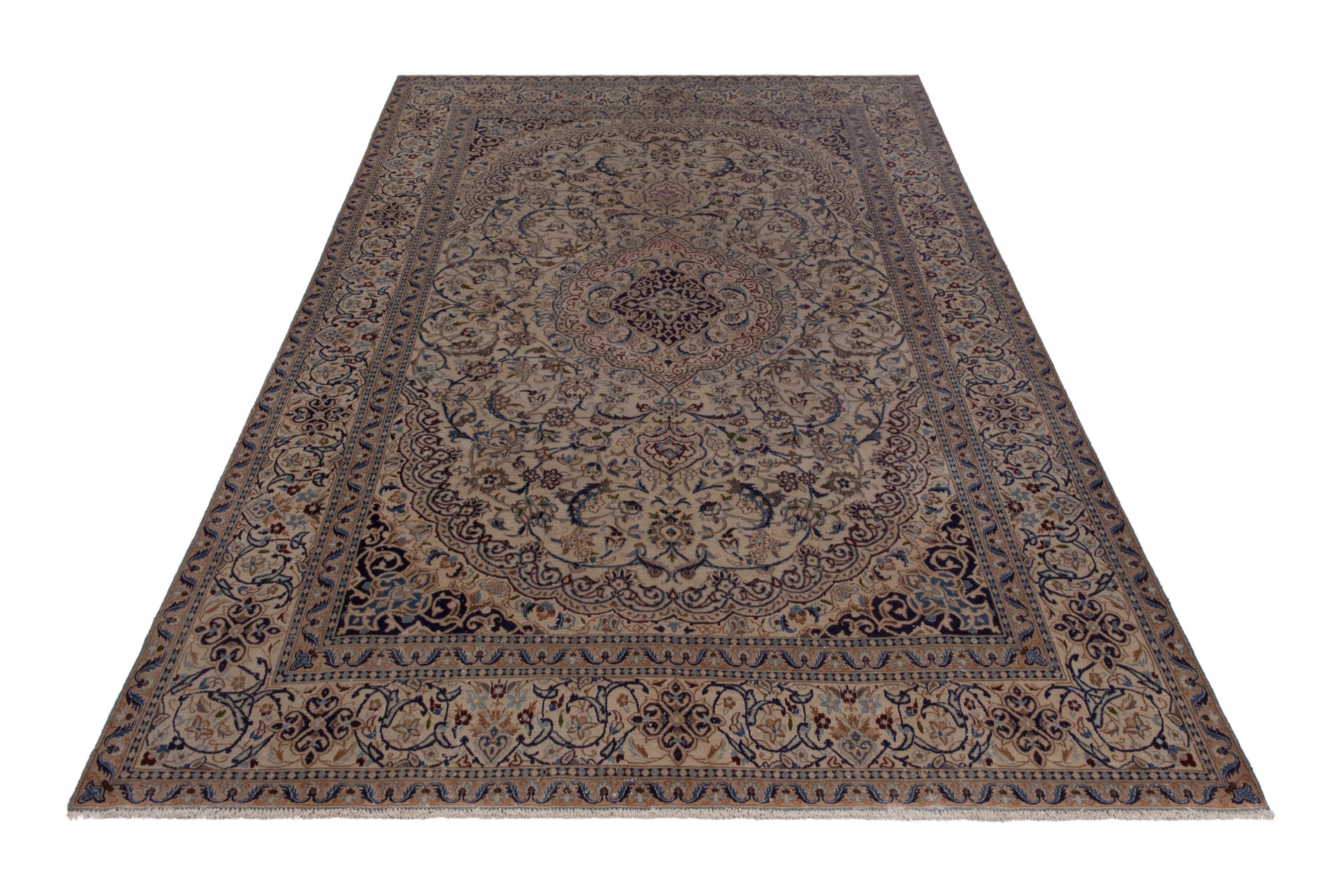 Persian Nain oversized rug in cream and taupe, view 3 of 23