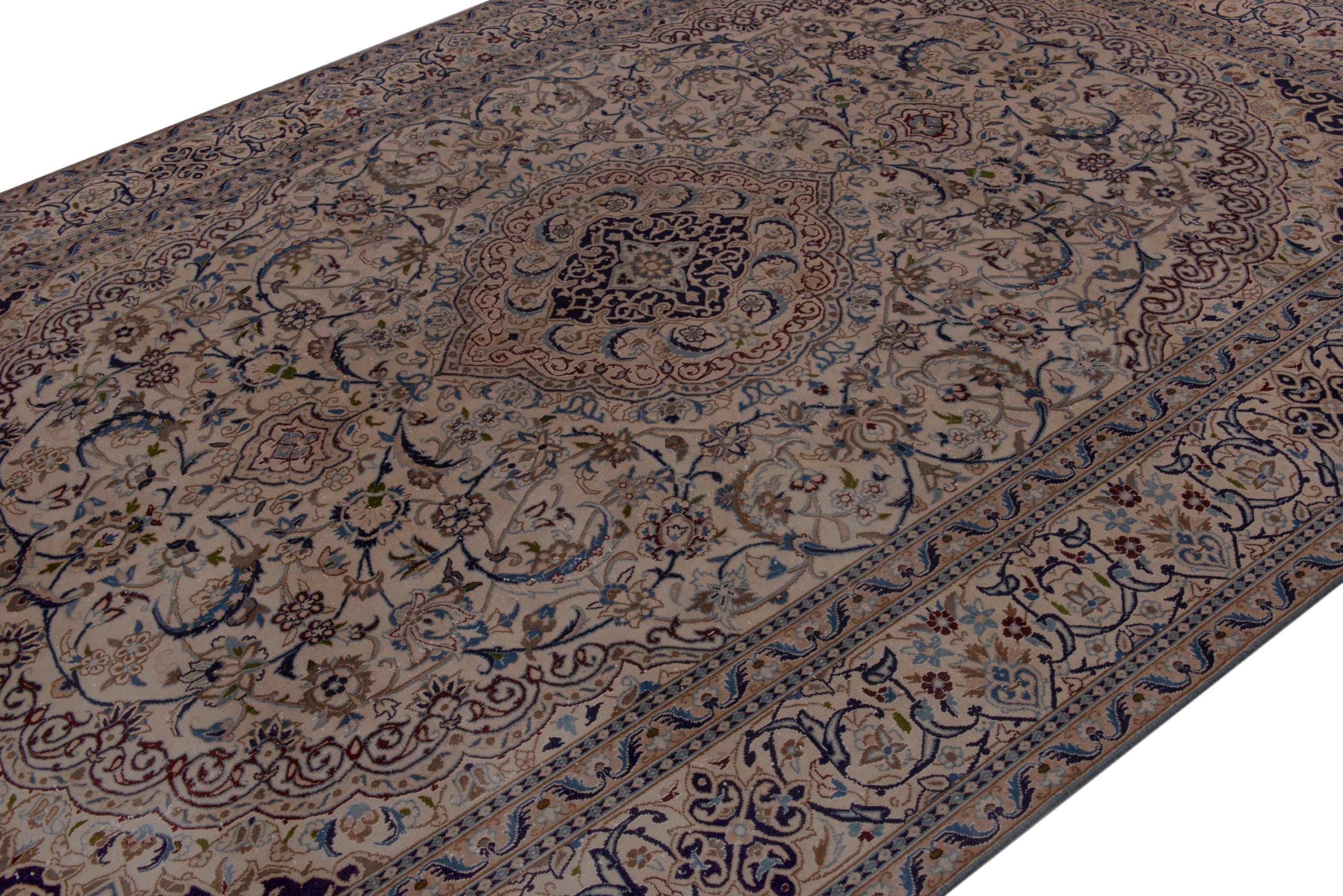 Persian Nain oversized rug in cream and taupe, view 4 of 23