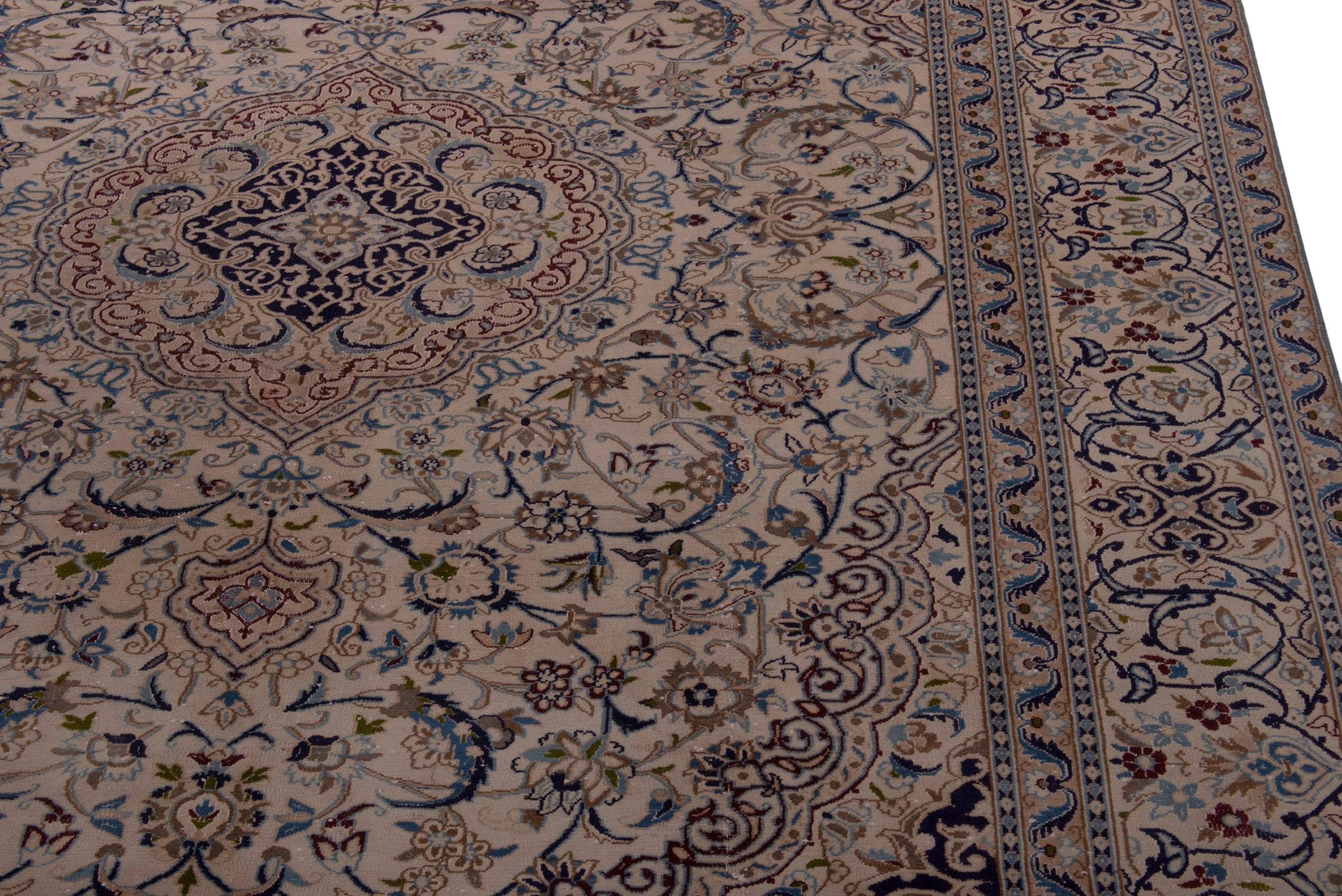 Persian Nain oversized rug in cream and taupe, view 7 of 23