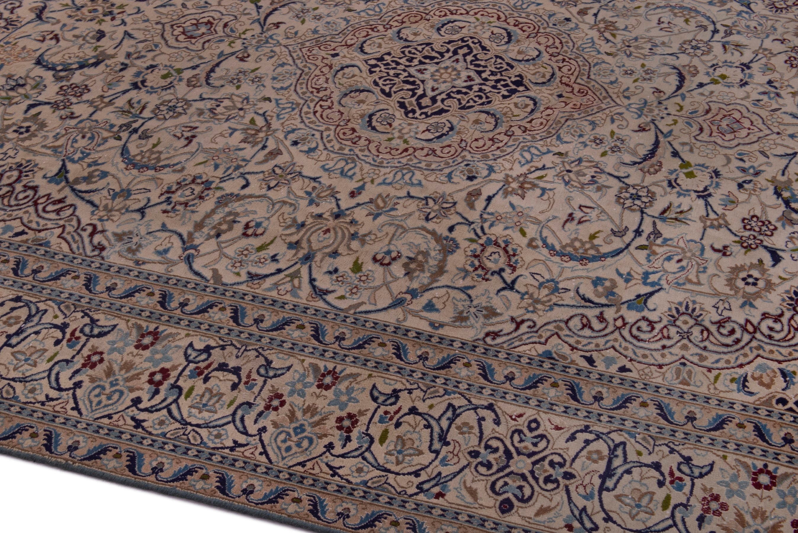 Persian Nain oversized rug in cream and taupe, view 8 of 23