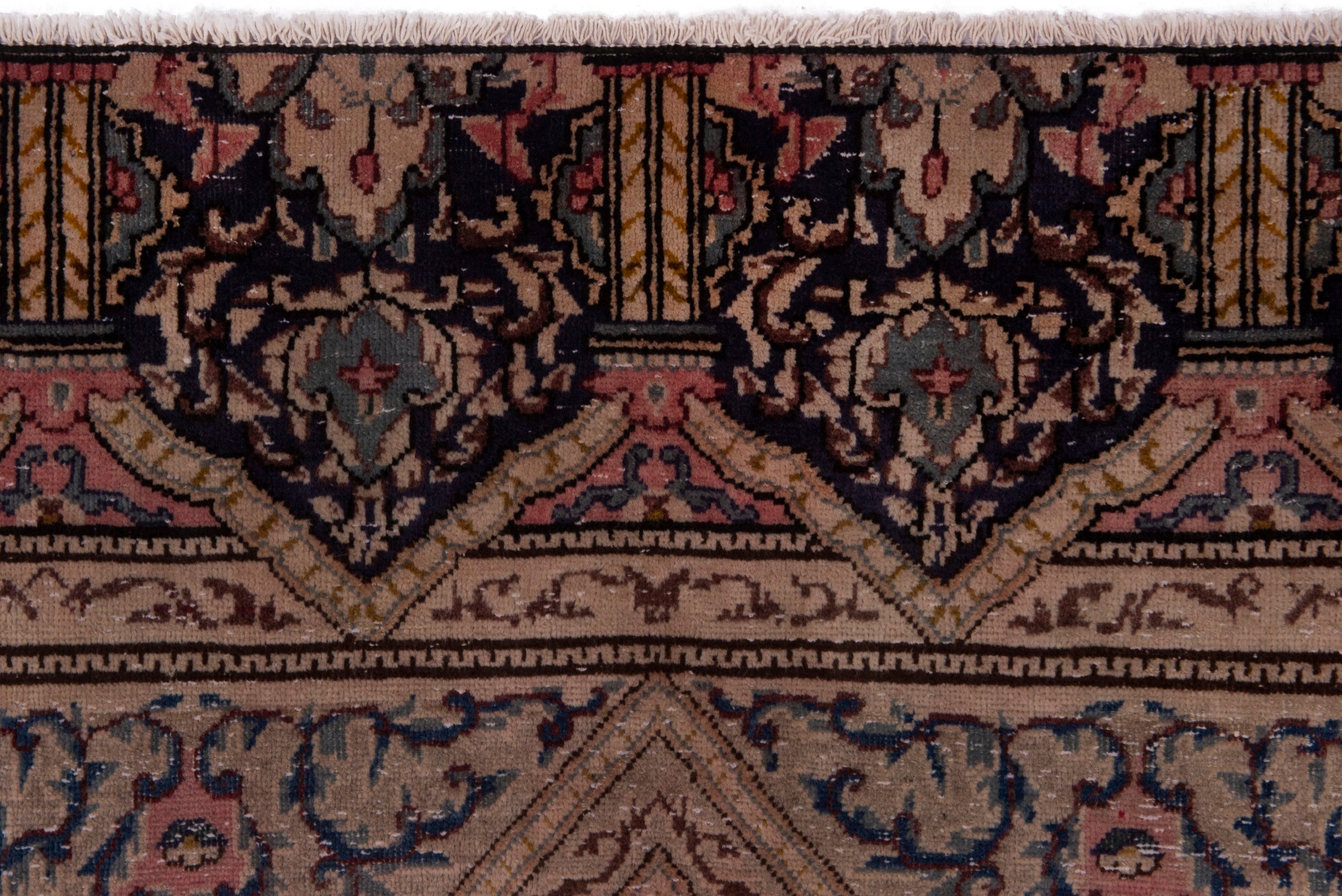Persian Kerman area rug in cream and burgundy, view 11 of 20