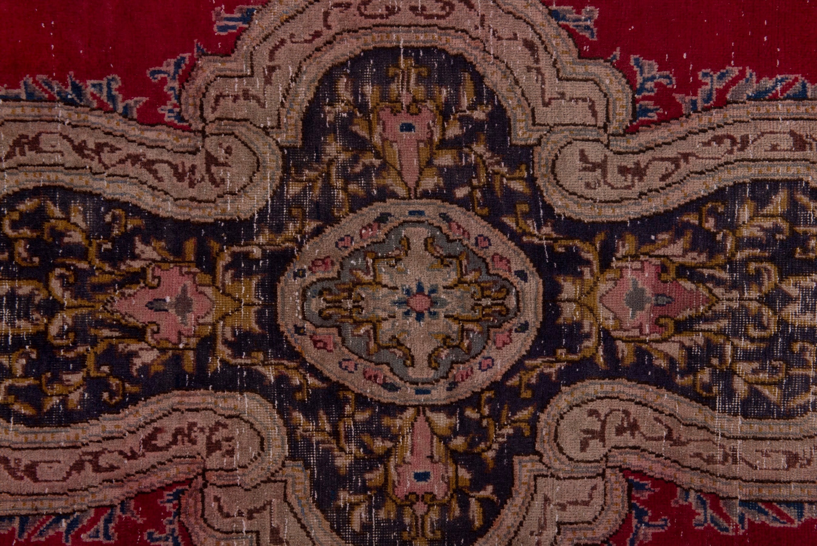 Persian Kerman area rug in cream and burgundy, view 12 of 20