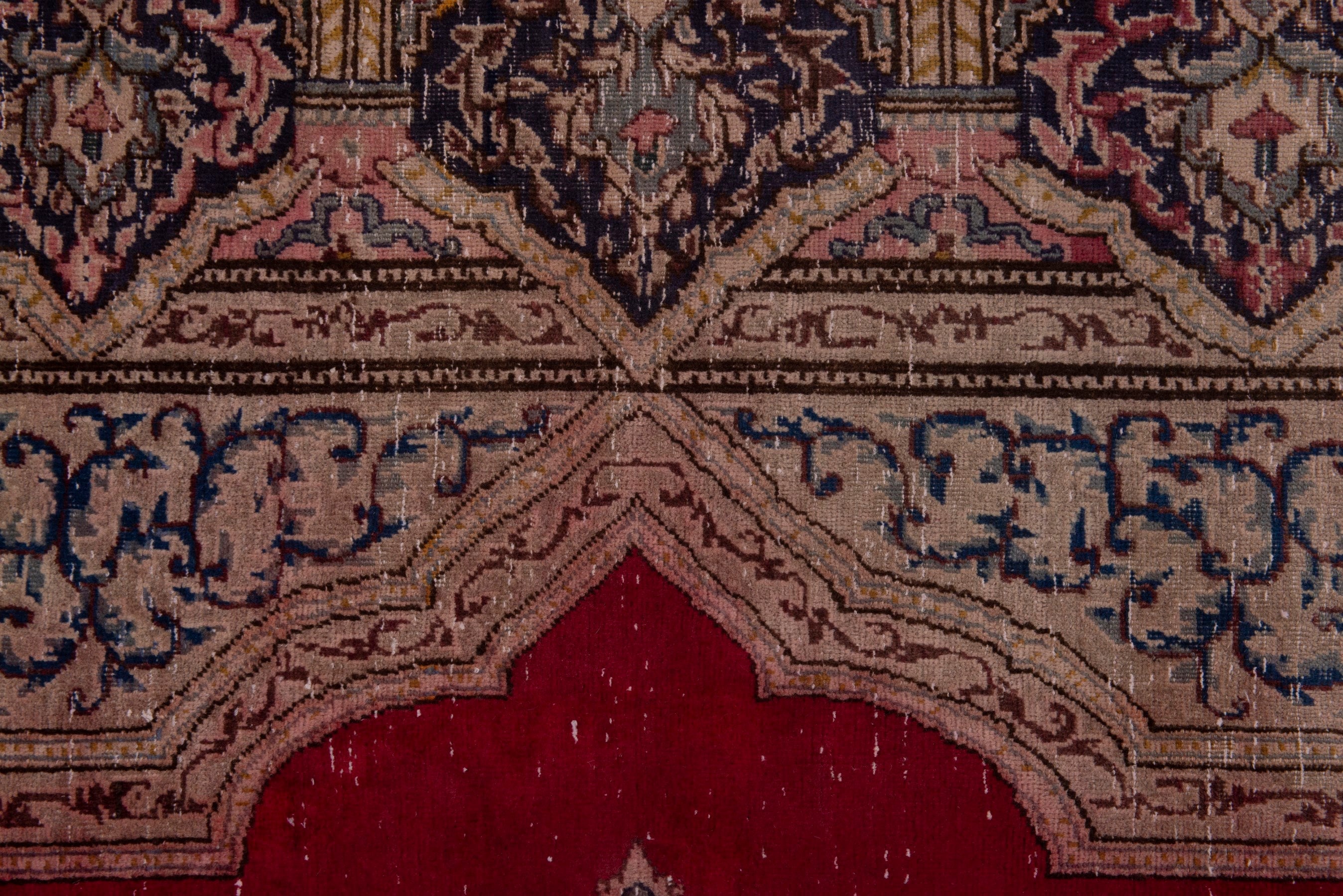 Persian Kerman area rug in cream and burgundy, view 13 of 20