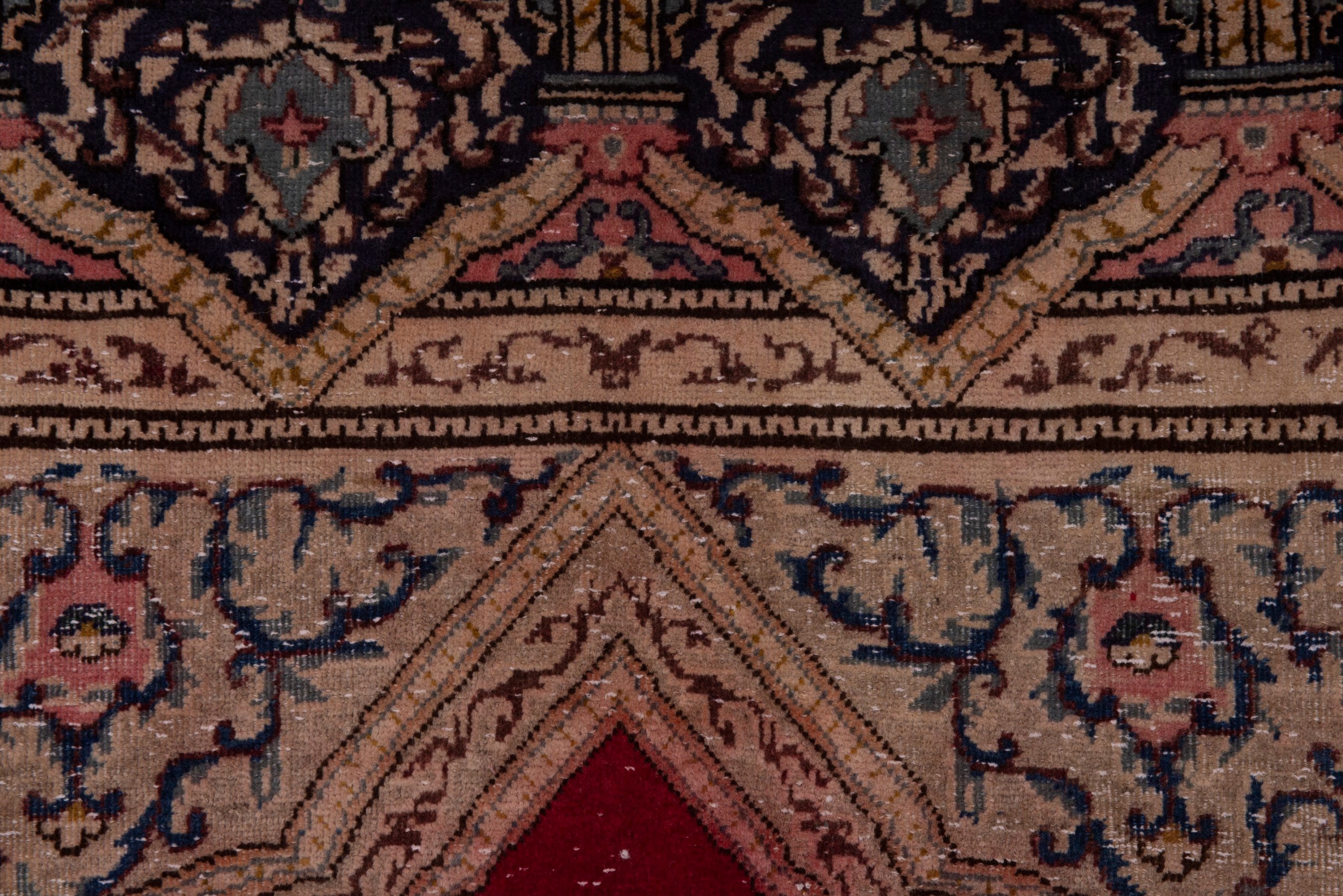 Persian Kerman area rug in cream and burgundy, view 15 of 20