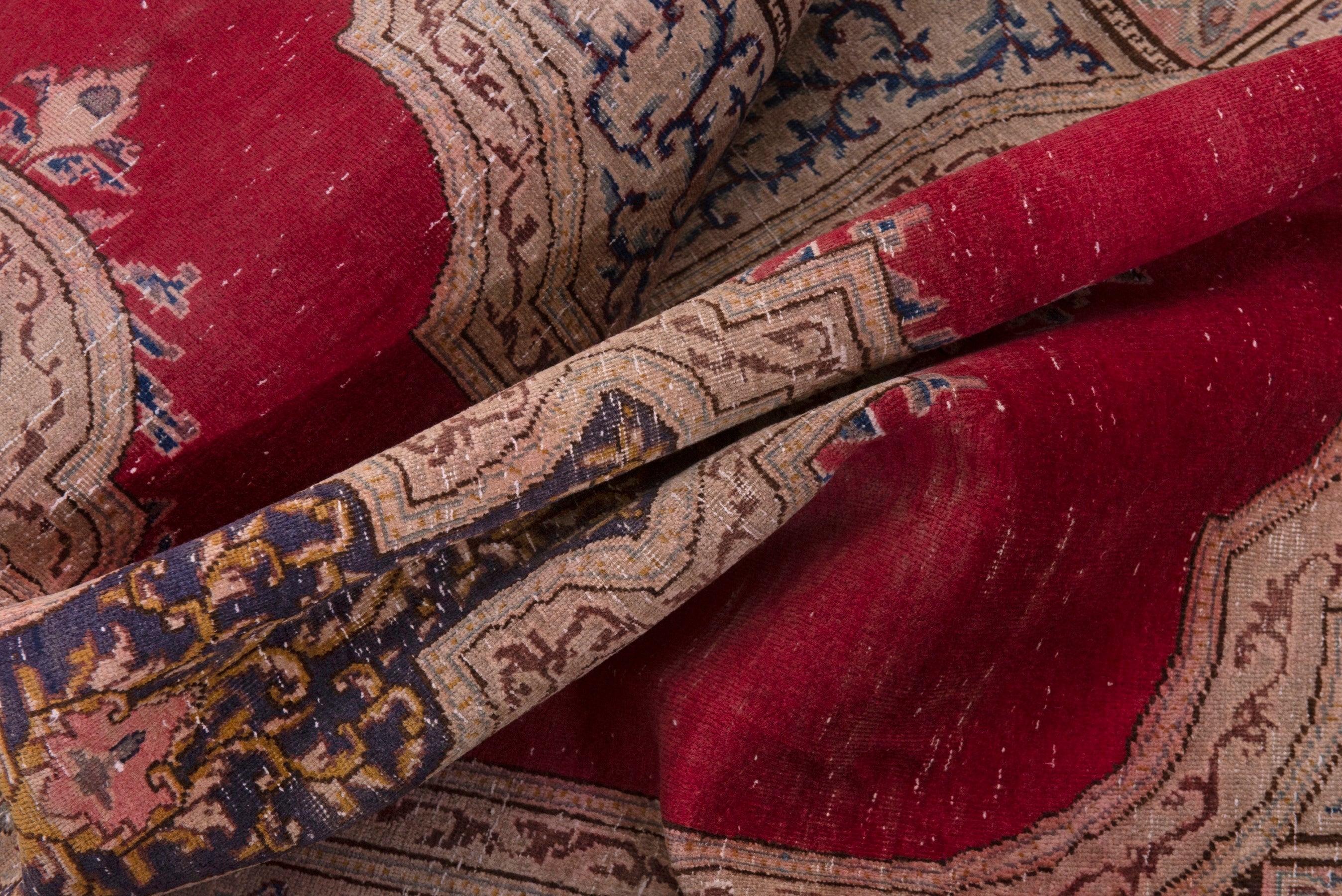 Persian Kerman area rug in cream and burgundy, view 17 of 20