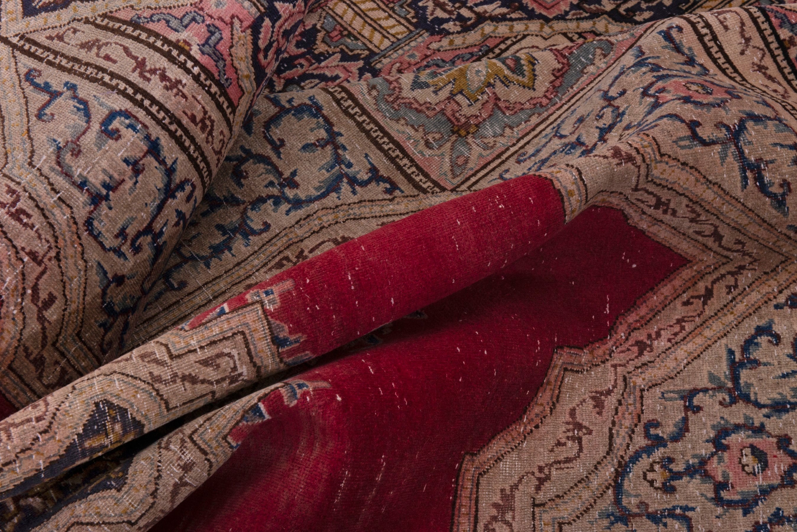 Persian Kerman area rug in cream and burgundy, view 18 of 20