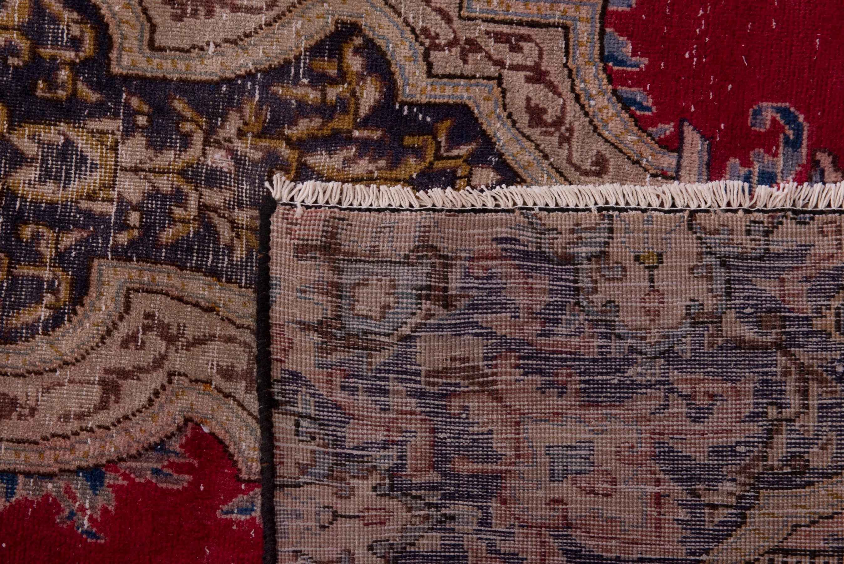 Persian Kerman area rug in cream and burgundy, view 20 of 20