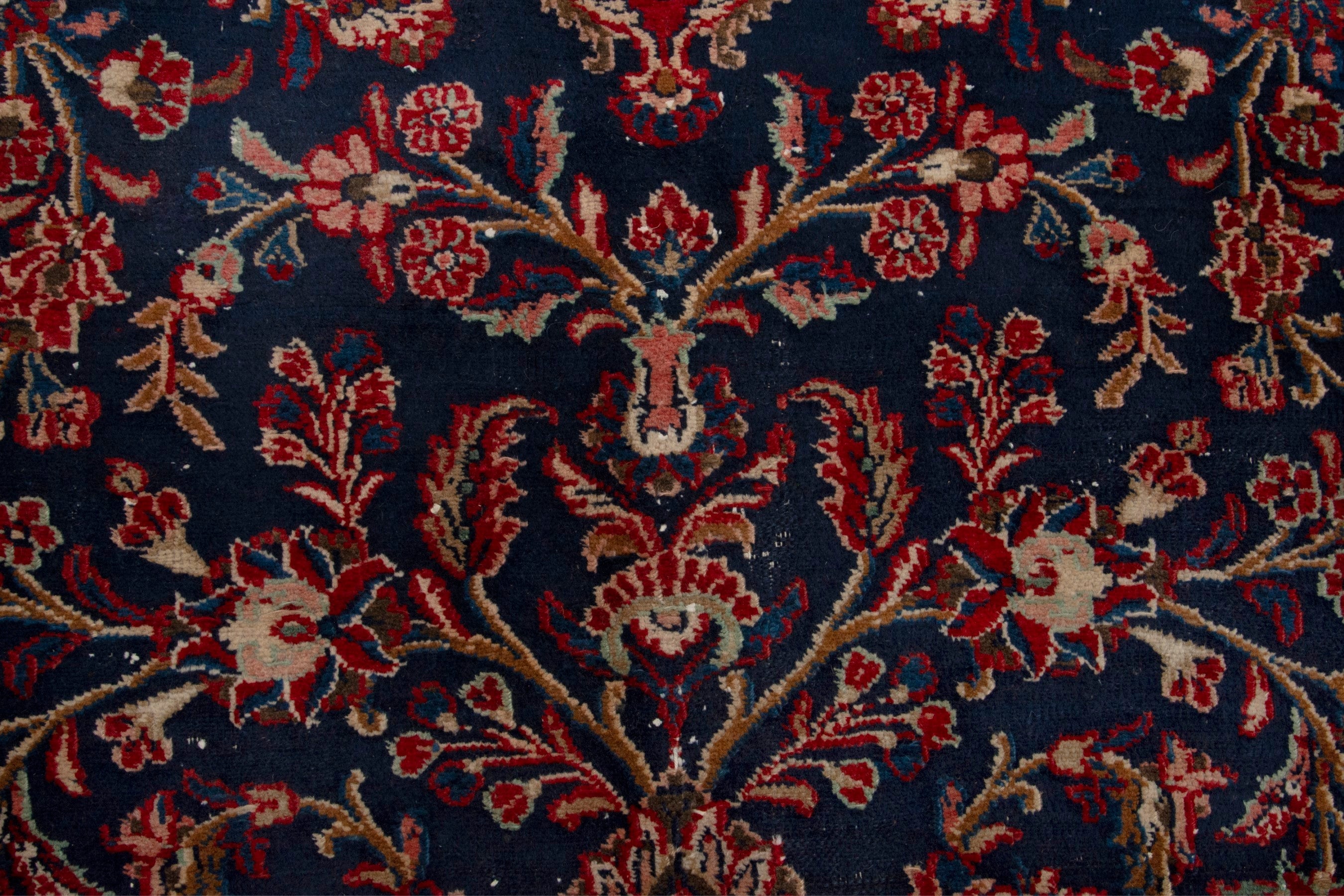 Persian Hamedan oversized rug in navy and burgundy, view 12 of 18