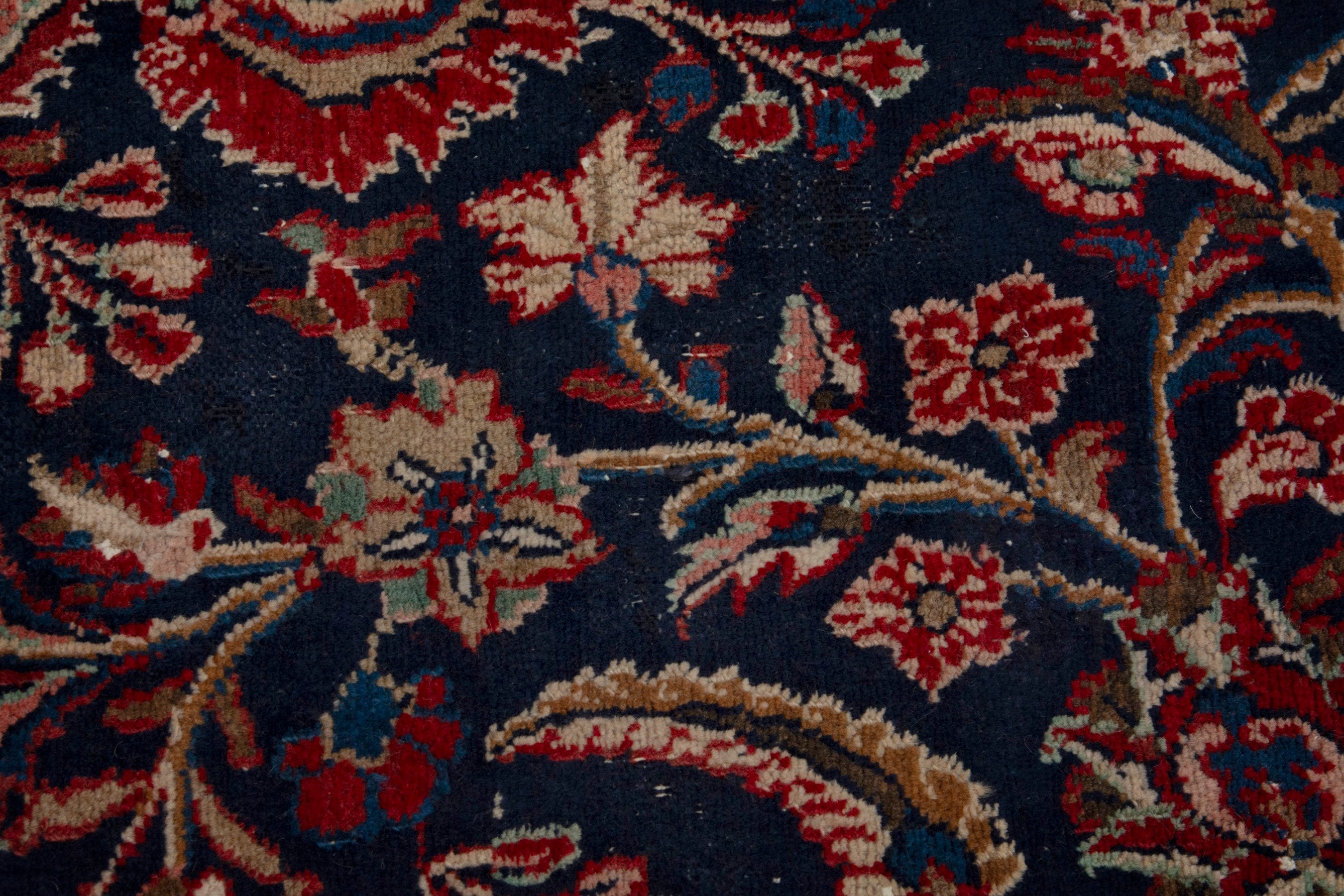 Persian Hamedan oversized rug in navy and burgundy, view 13 of 18