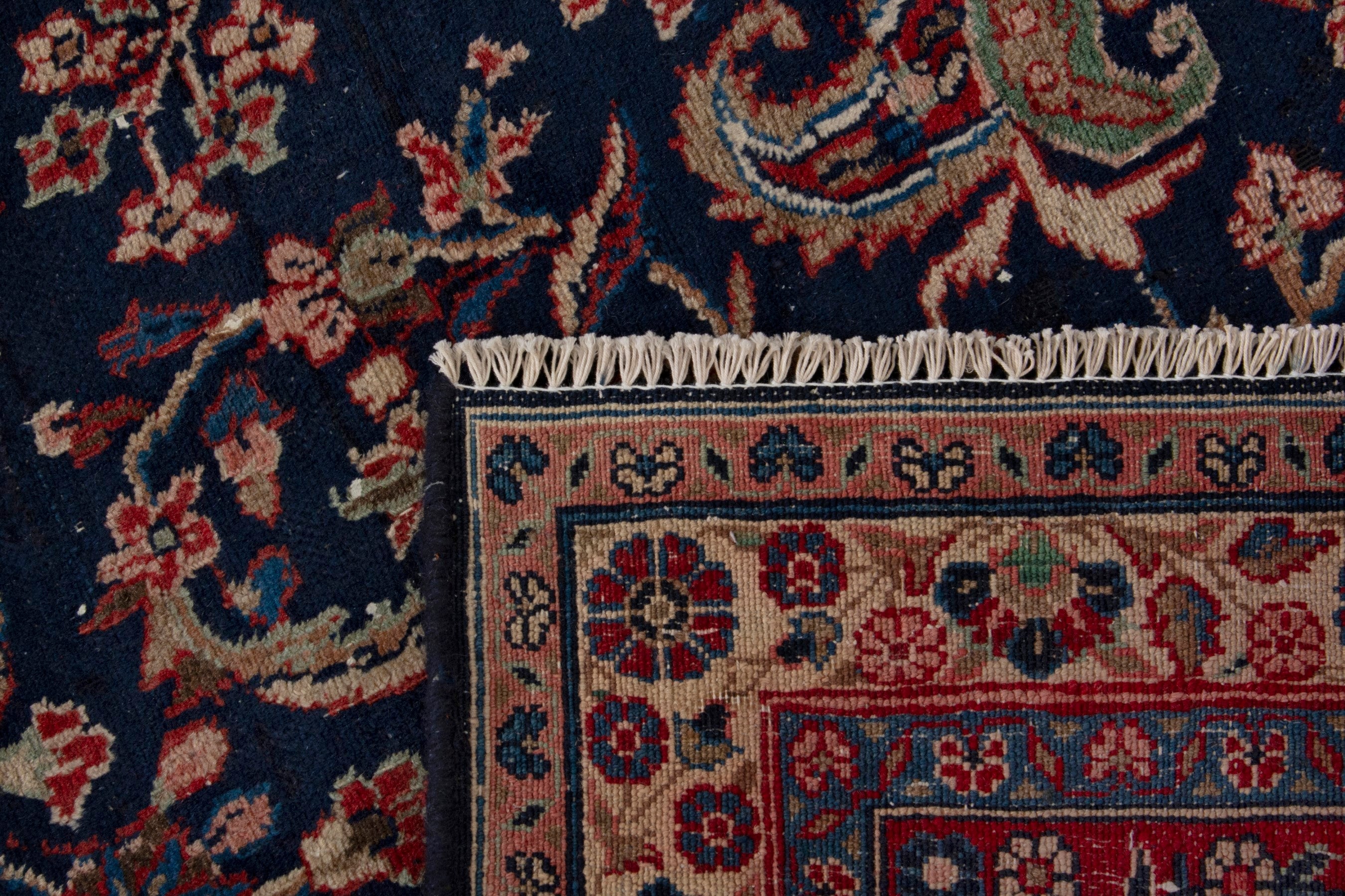 Persian Hamedan oversized rug in navy and burgundy, view 18 of 18