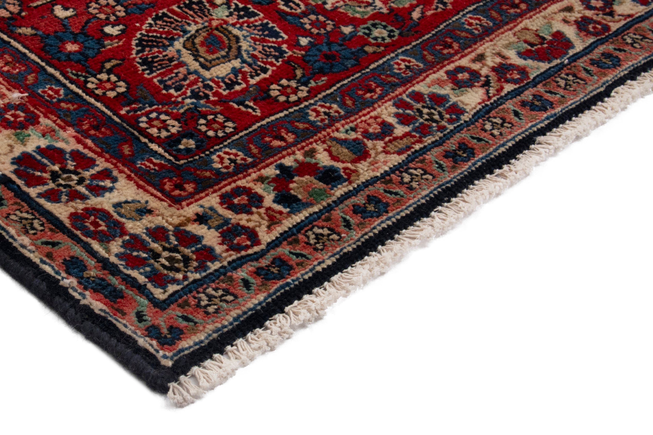 Persian Hamedan oversized rug in navy and burgundy, view 6 of 18